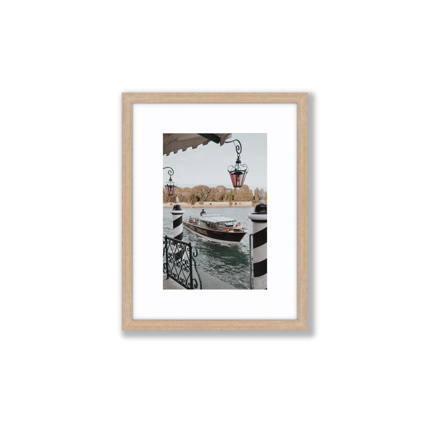 Taxi Shuttle Venice wall art Small fine art print in natural oak frame with matboard