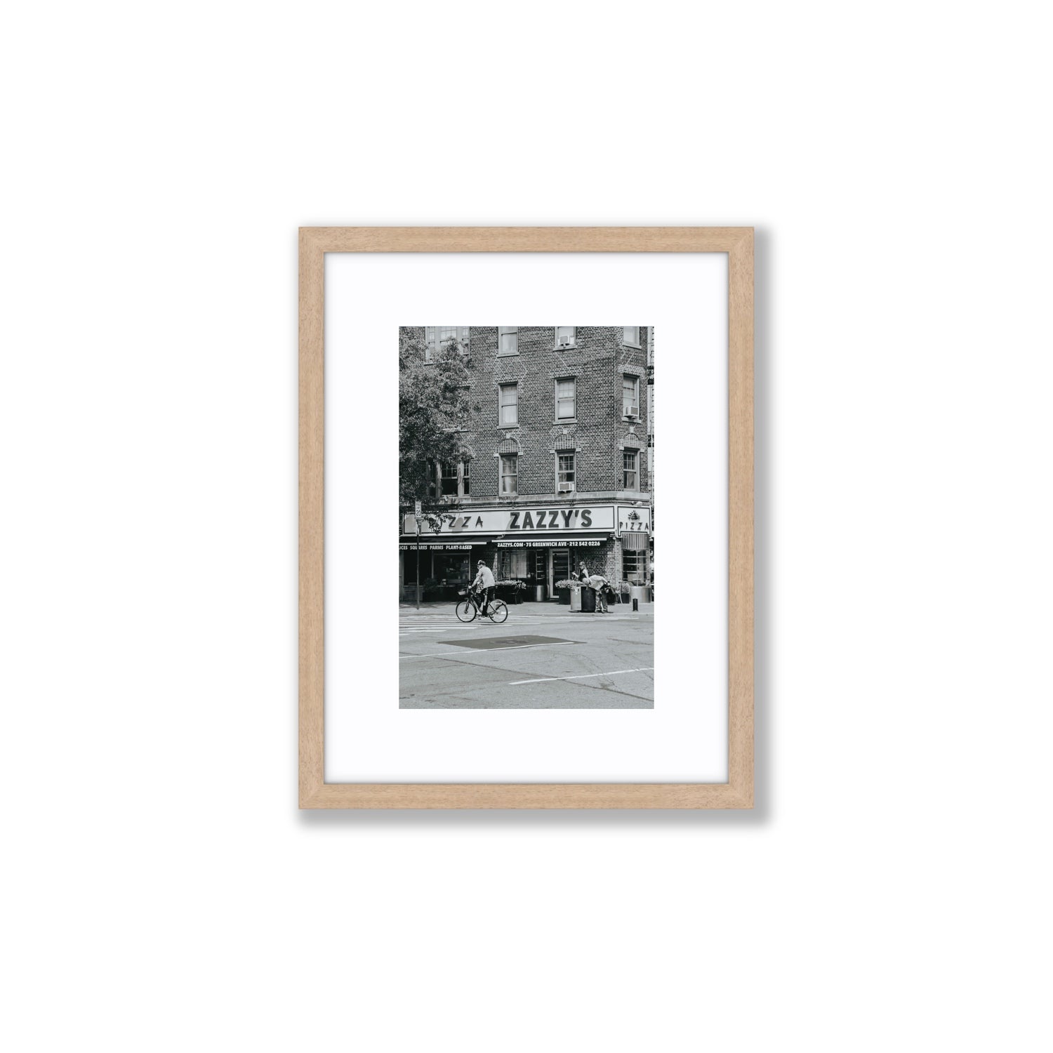 Zazzy's New York NYC Black & White wall art Small fine art print in natural oak frame with matboard