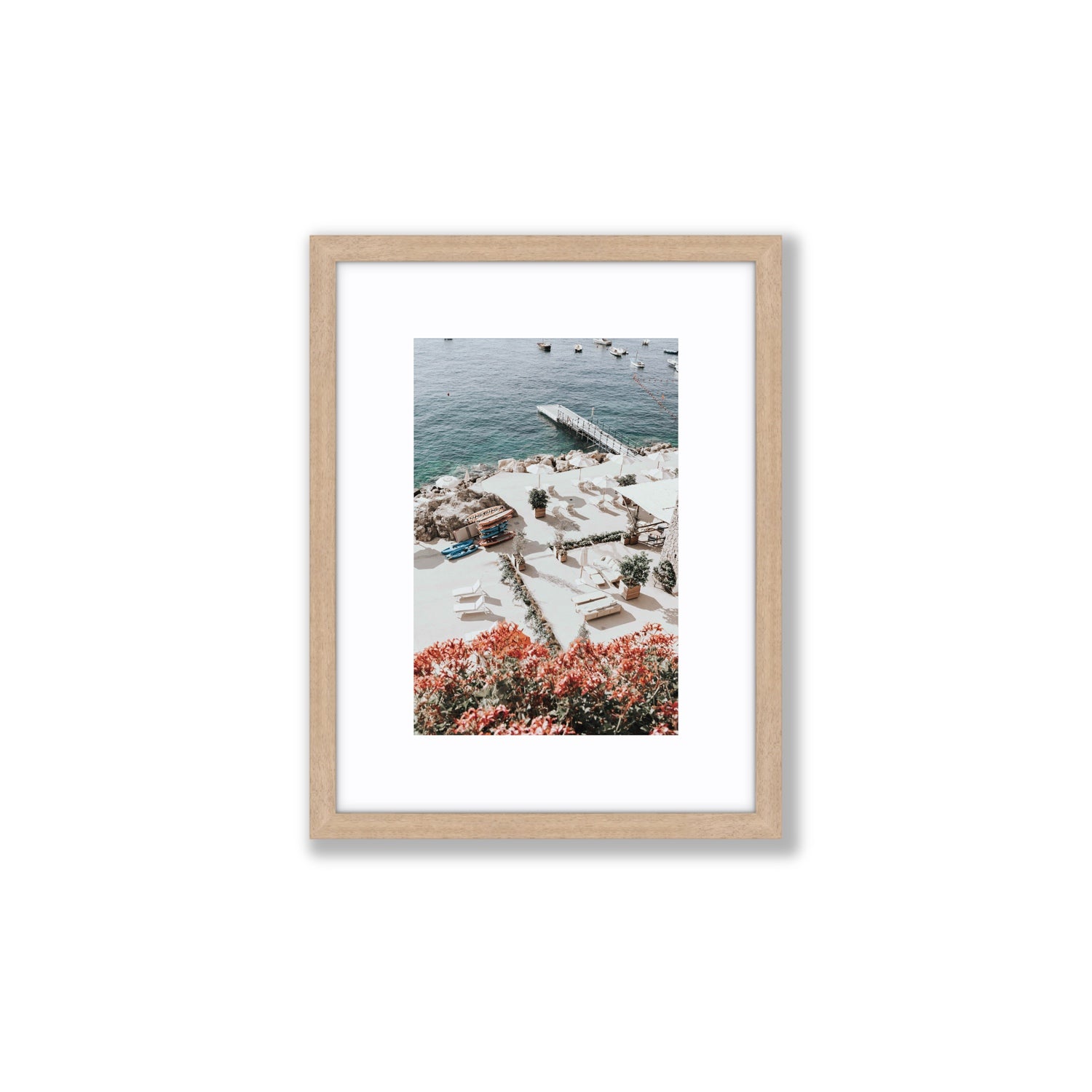 A Work of Art Amalfi coastal wall art Small fine art print in natural oak frame with matboard