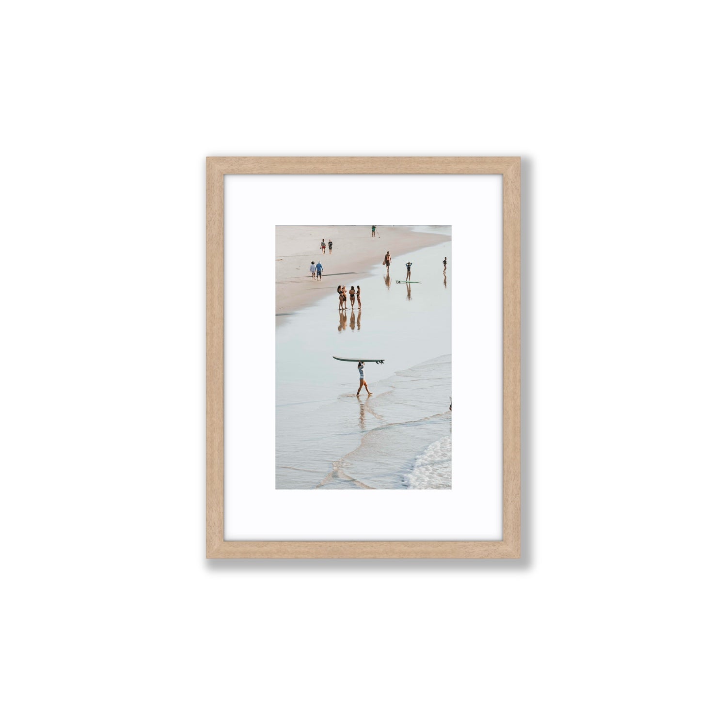Bailey Byron Bay beach coastal decor wall art Small fine art print in natural oak frame with matboard