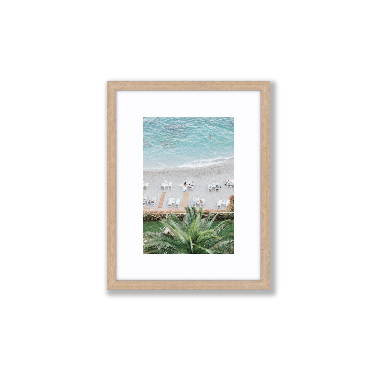 Paradiso Amalfi Mediterranean wall art Small fine art print in natural oak frame with matboard