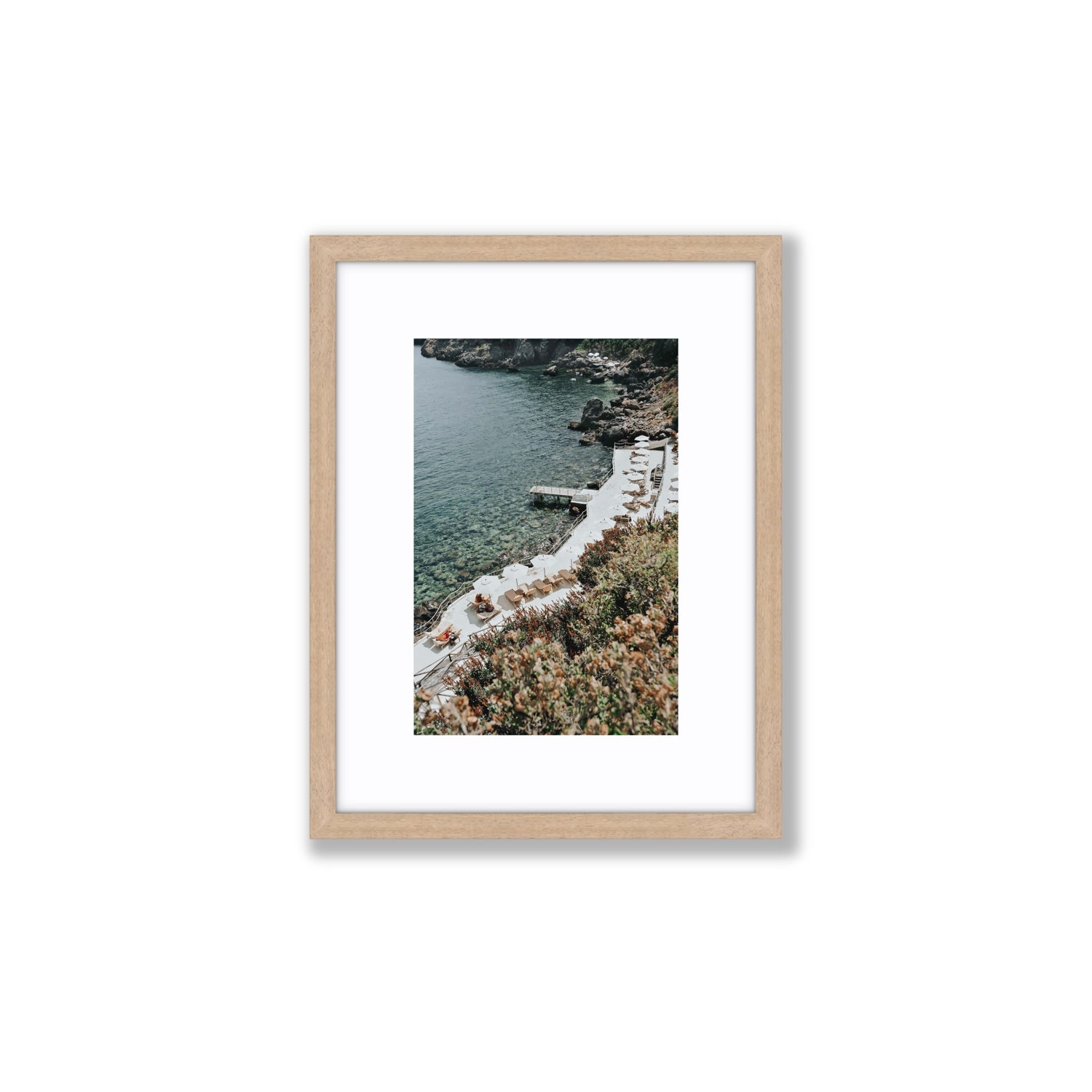 Go Beyond The Postcard Tuscany coastal wall art Small fine art print in natural oak frame with matboard