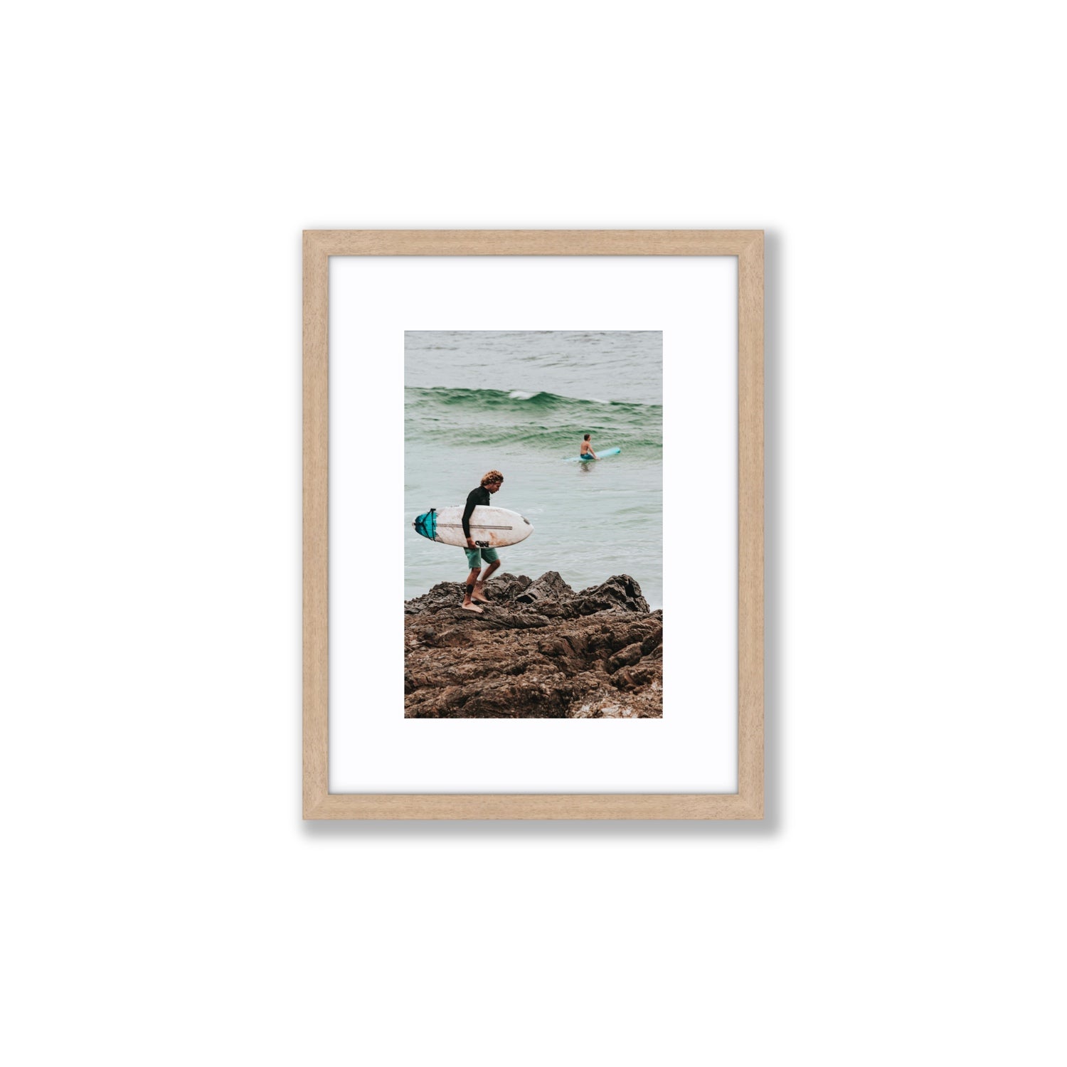 Not All Who Wander Are Lost Byron Bay Surf wall art Small fine art print in natural oak frame with matboard