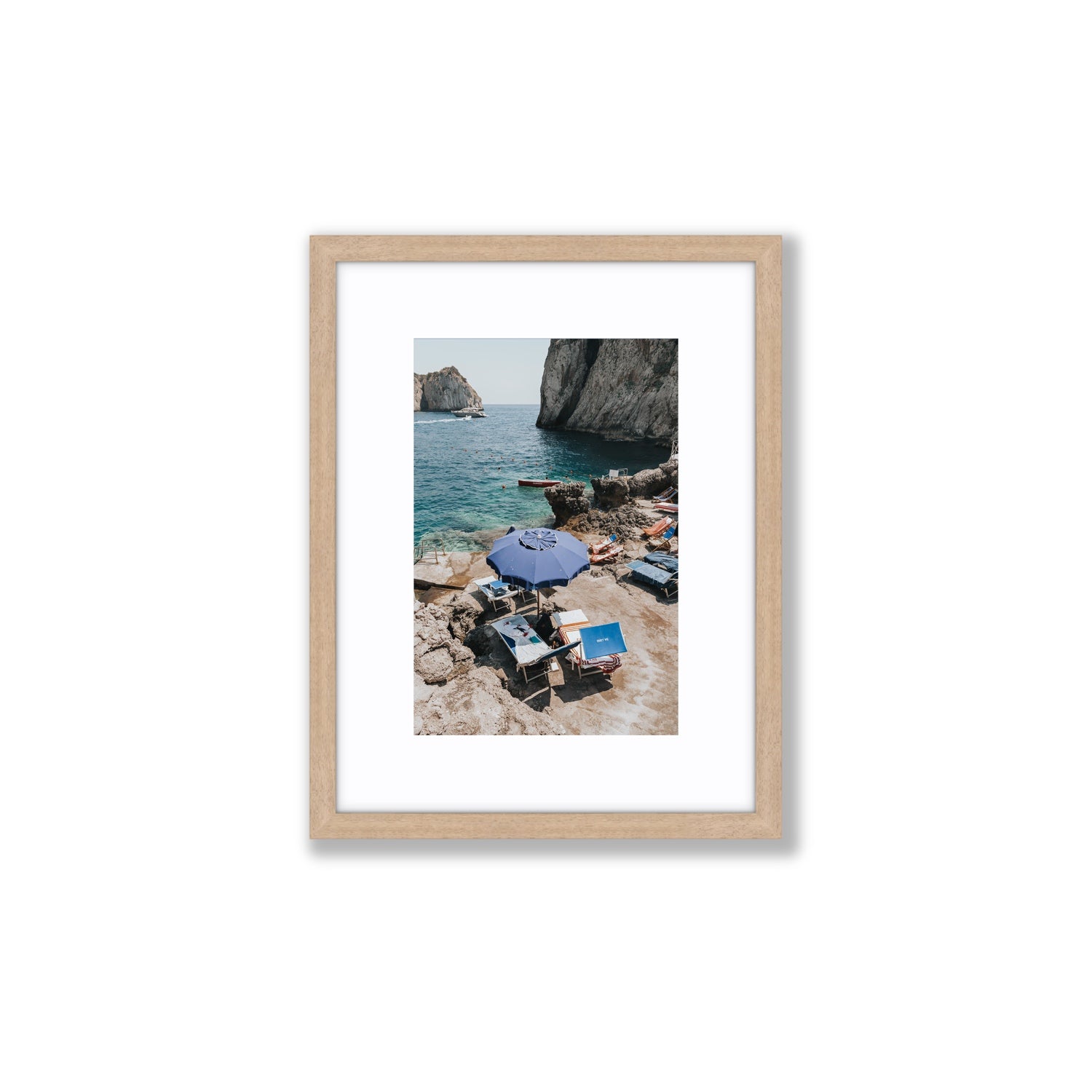 Lonely Loungers fine art print, Capri, Italy, Small, Natural Oak Frame · Matboard, Fine Art Print
