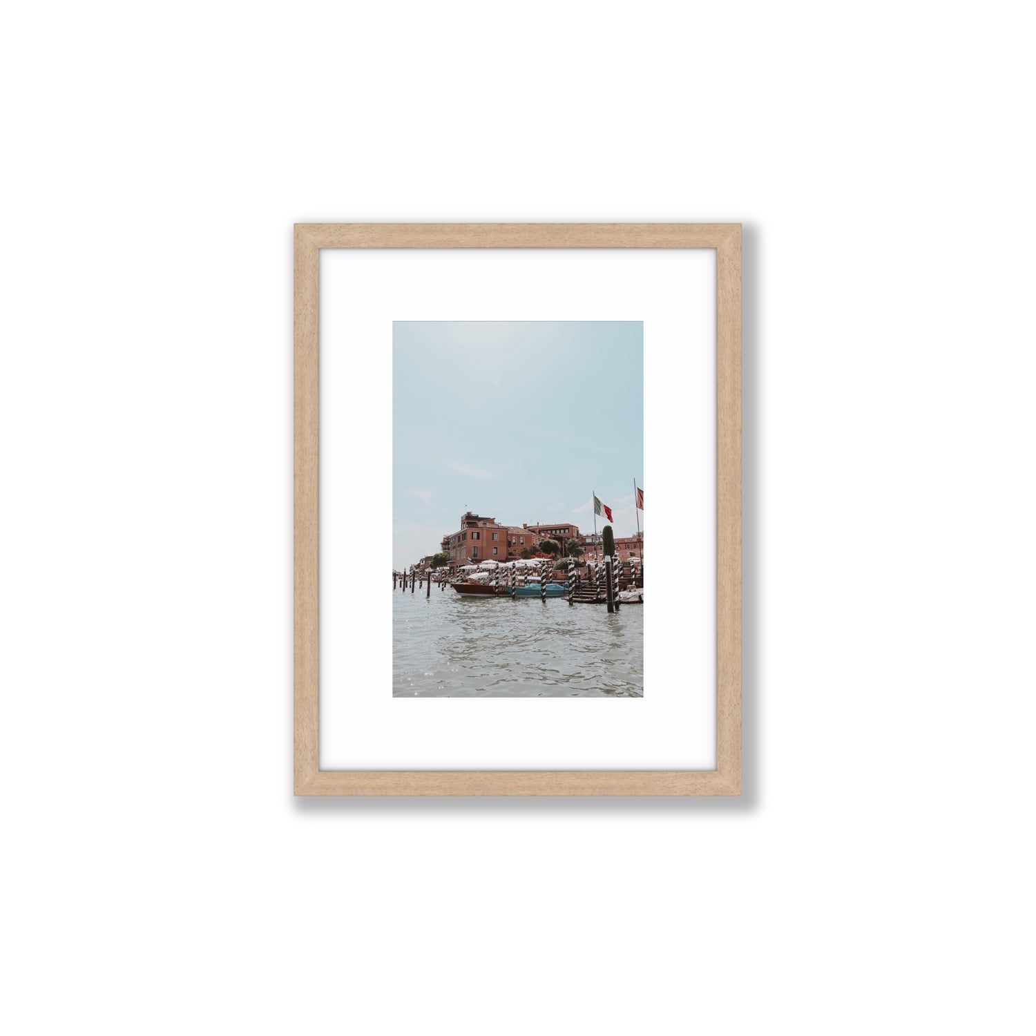 Giudecca Island Venice wall art Small fine art print in natural oak frame with matboard