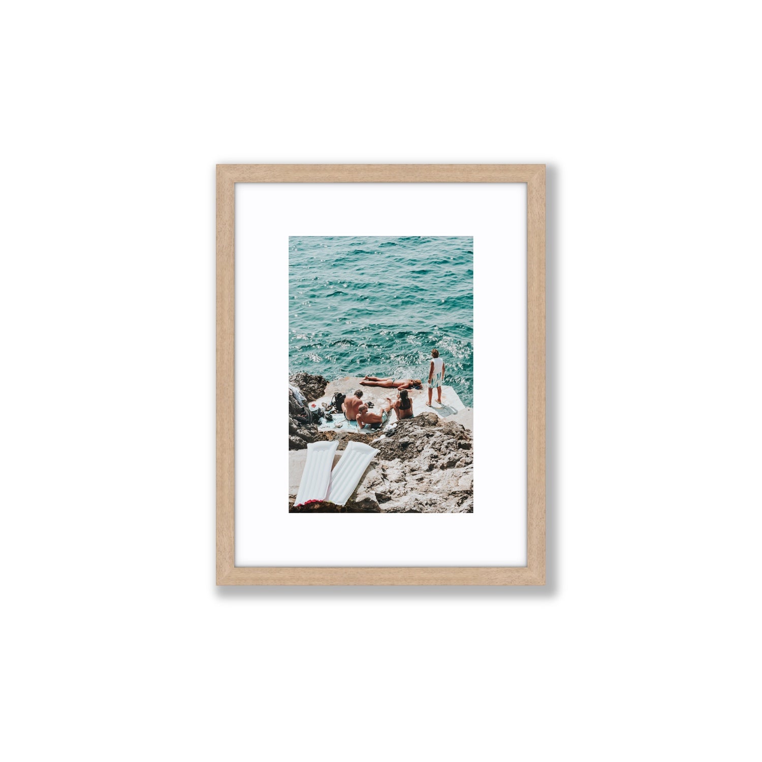 Gli Amici Praiano Amalfi Coast coastal wall art Small fine art print in natural oak frame with matboard