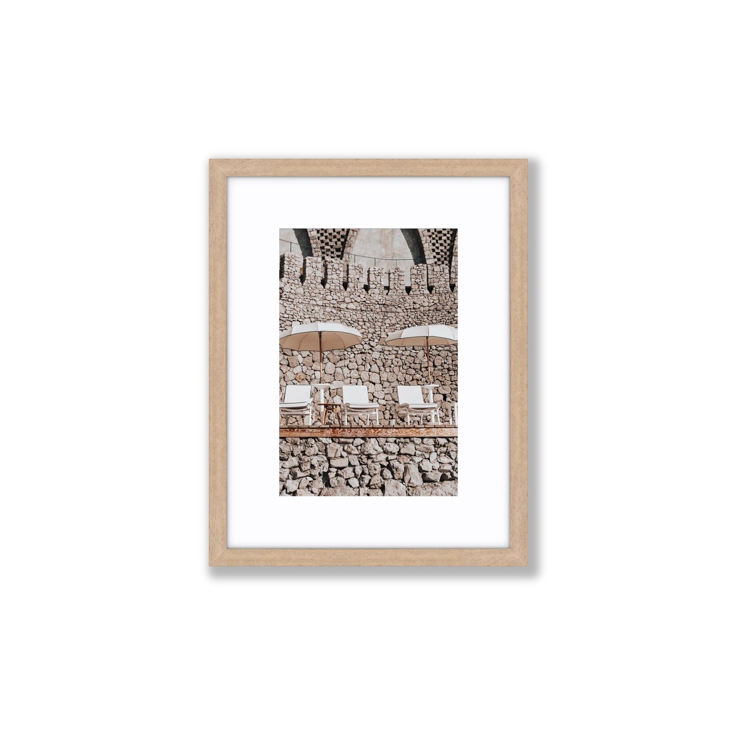 Pietra Amalfitana fine art print, Amalfi, Italy, luxury escapes artwork, Small, Natural Oak Frame · Matboard, Fine Art Print