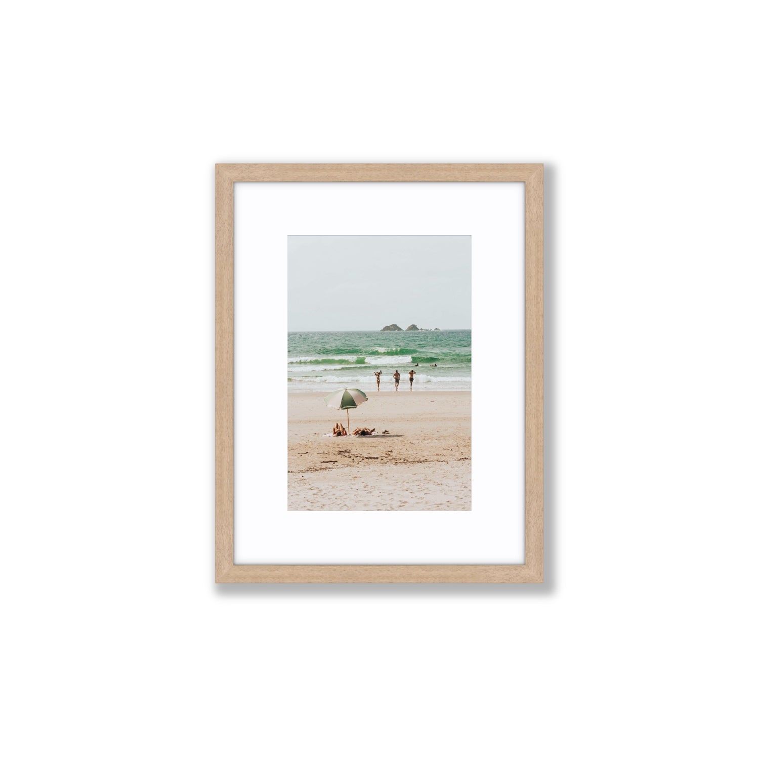 Escape The Ordinary Byron Bay coastal decor wall art Small fine art print in natural oak frame with matboard