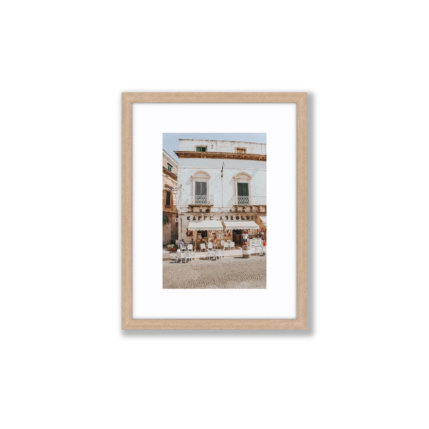 L'Ora di Pranzo Puglia L’Ora di Pranzo Italian art print Small fine art print in natural oak frame with matboard
