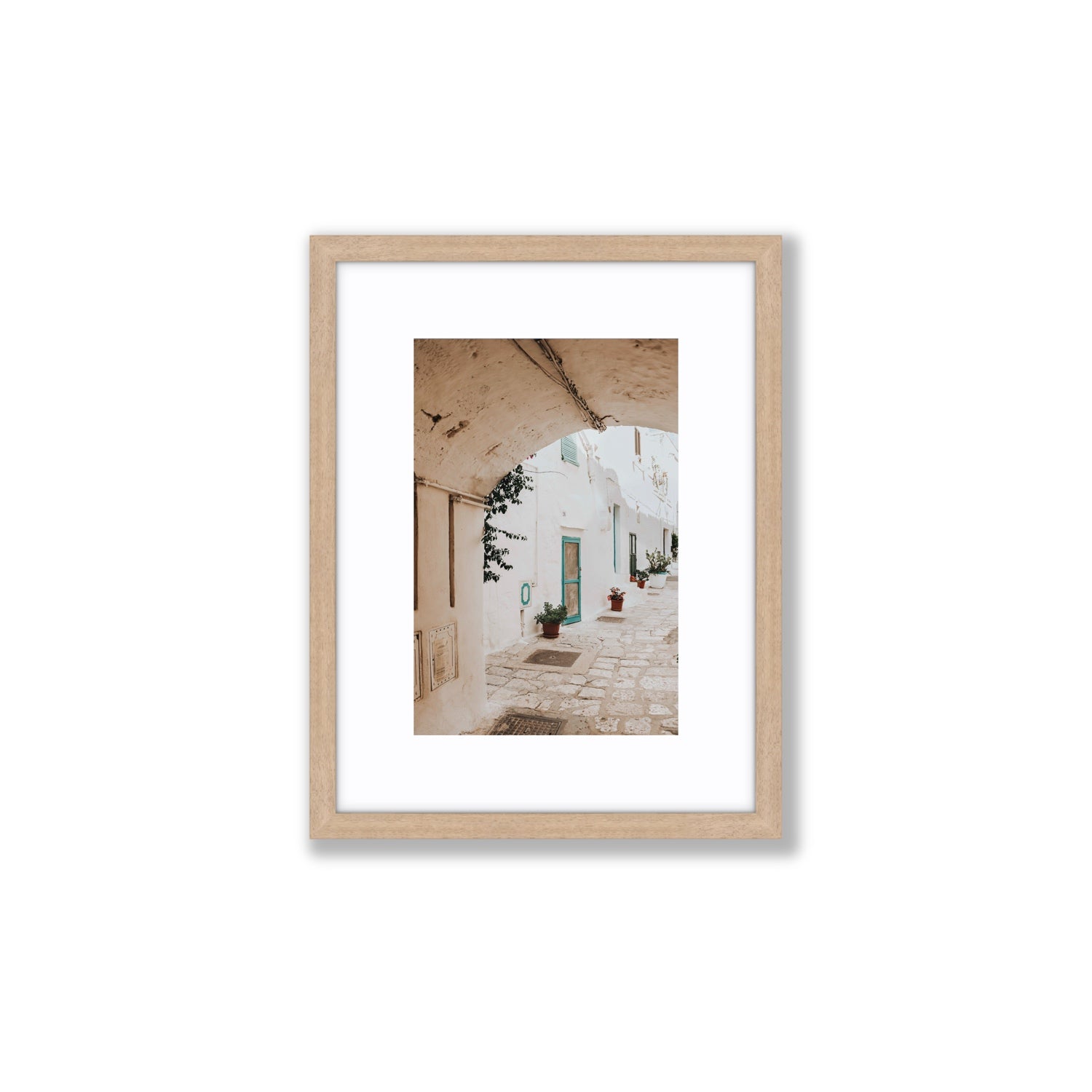 La Citta Bianca Puglia La Città Bianca wall art Small fine art print in natural oak frame with matboard