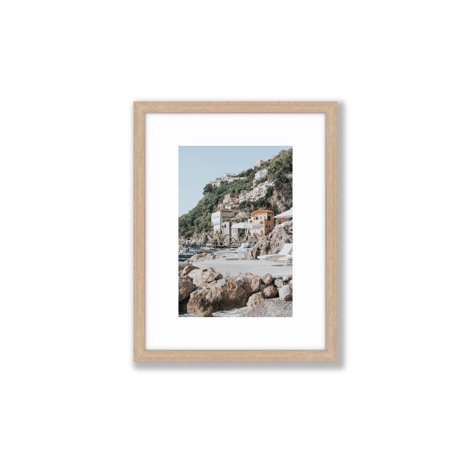Dolce Coast Amalfi travel photography wall art small fine art print in natural oak frame with matboard