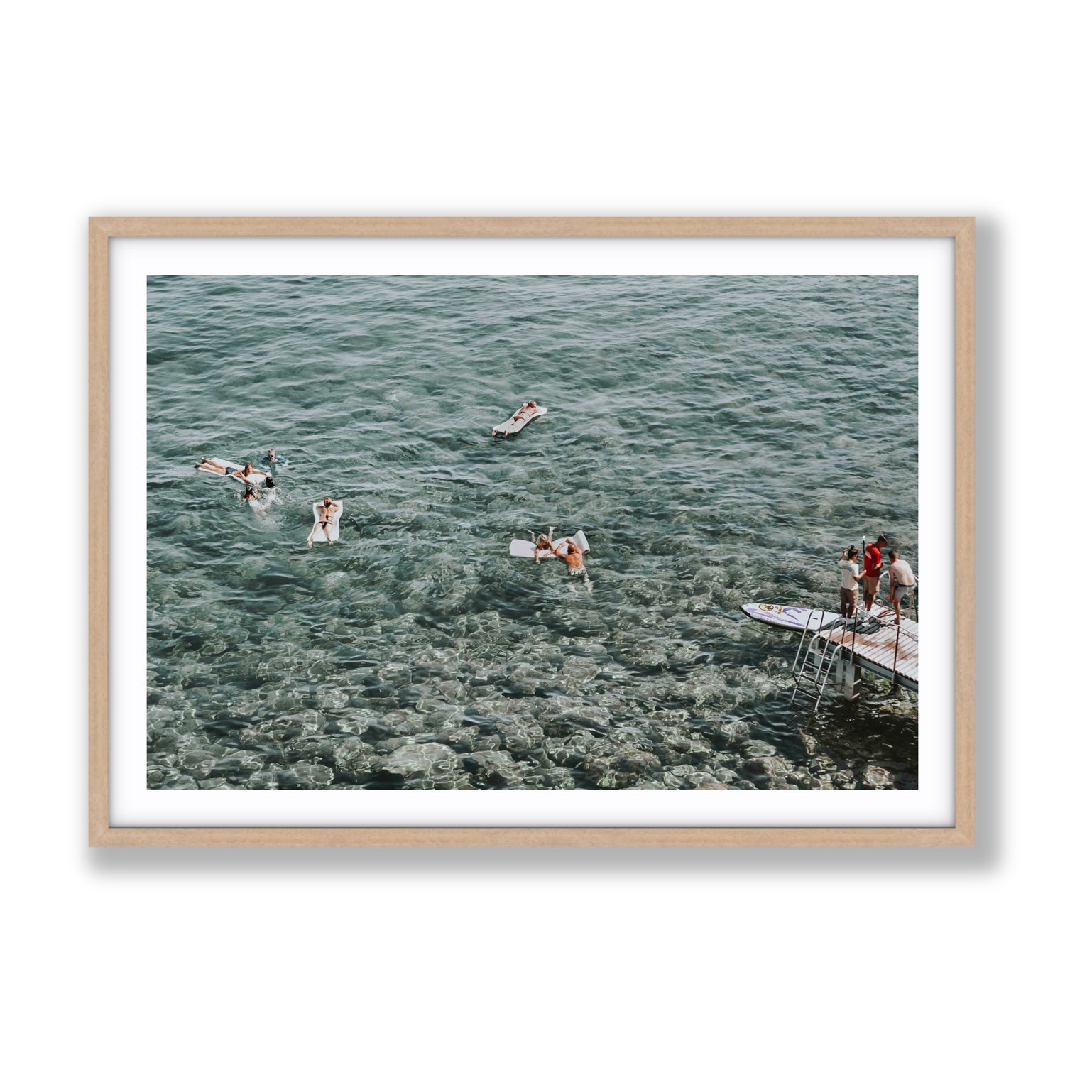 Having A Whale Of A Time Tuscany coastal wall art Gallery fine art print in natural oak frame with matboard