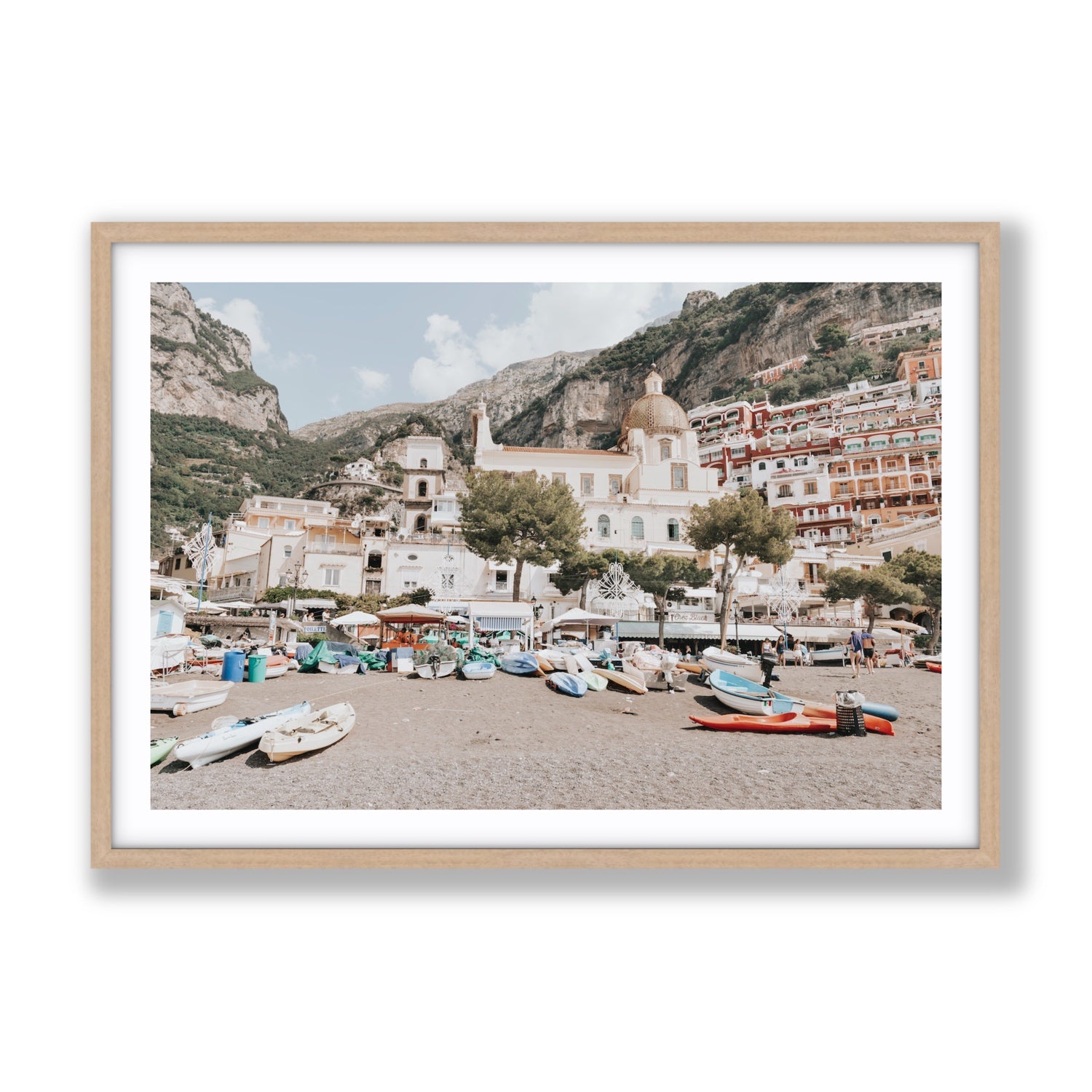 Pastel Paradise fine art print, Positano, Italy, Gallery, Natural Oak Frame · Matboard, Fine Art Print
