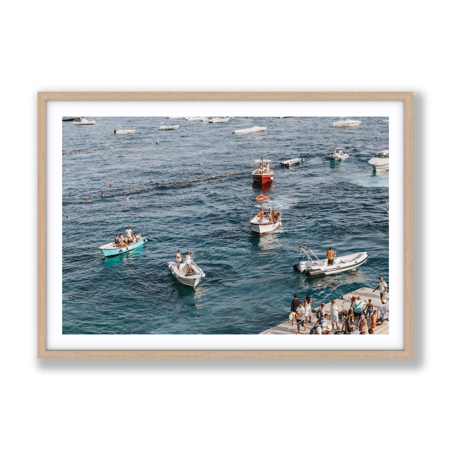 Nautical Parade Positano wall art Gallery fine art print in natural oak frame with matboard
