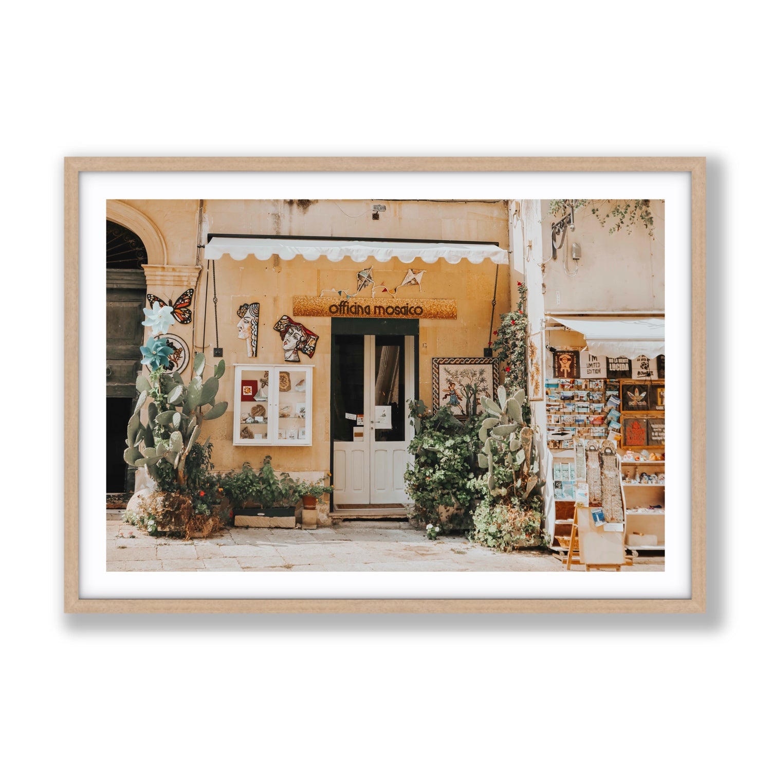 Mosaic Workshop Puglia Italian wall art Gallery fine art print in natural oak frame with matboard