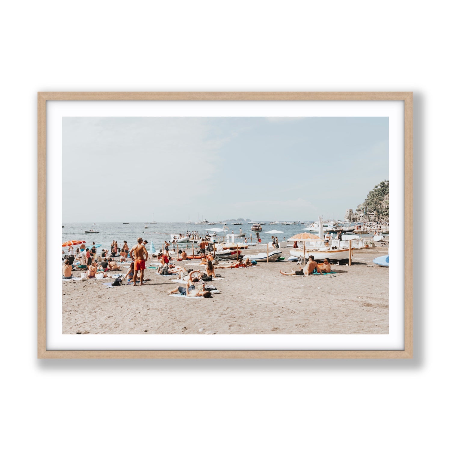 Beachy Vibes fine art print, Positano, Italy, Gallery, Natural Oak Frame · Matboard, Fine Art Print