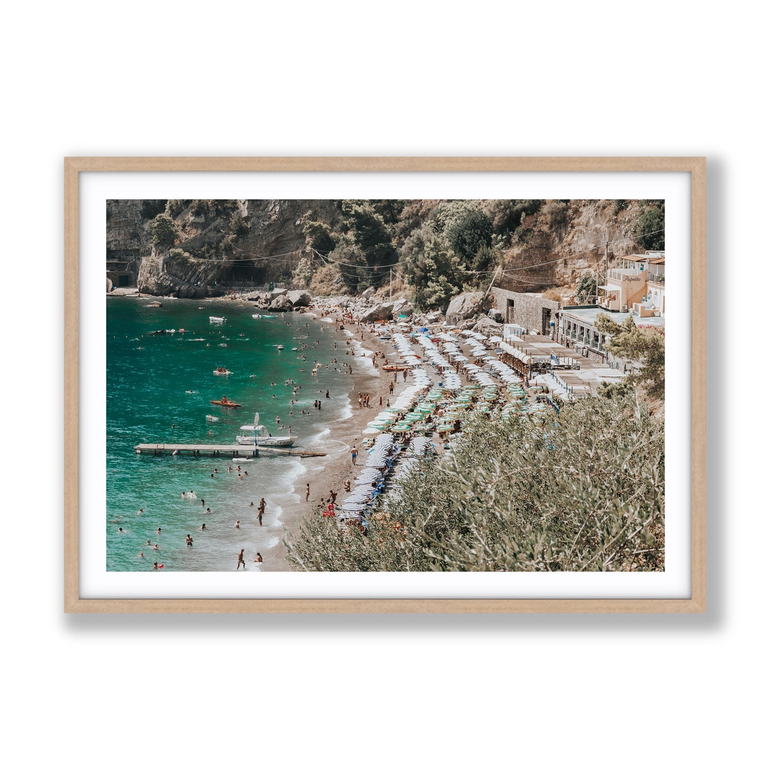 Fornillo Beach fine art print, Positano, Italy, Gallery, Natural Oak Frame · Matboard, Fine Art Print