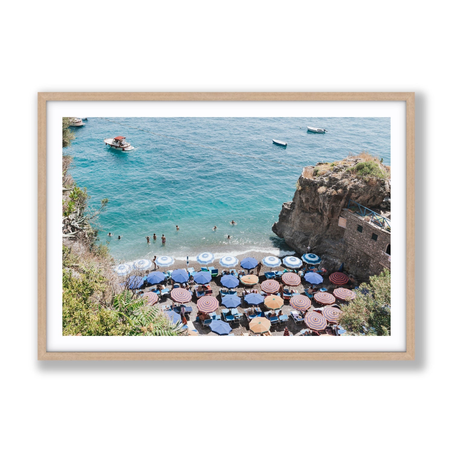 The Cove fine art print, Positano, Italy, Gallery, Natural Oak Frame · Matboard, Fine Art Print