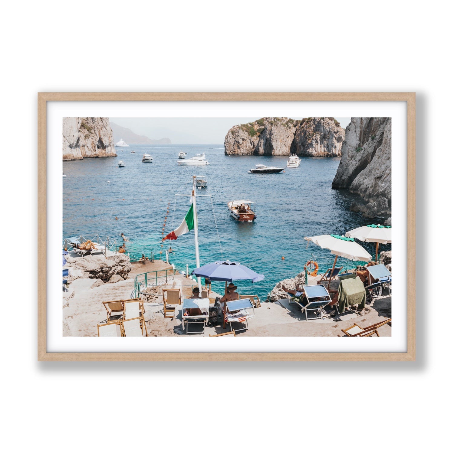 Smooth Sailing fine art print, Capri, Italy, Gallery, Natural Oak Frame · Matboard, Fine Art Print
