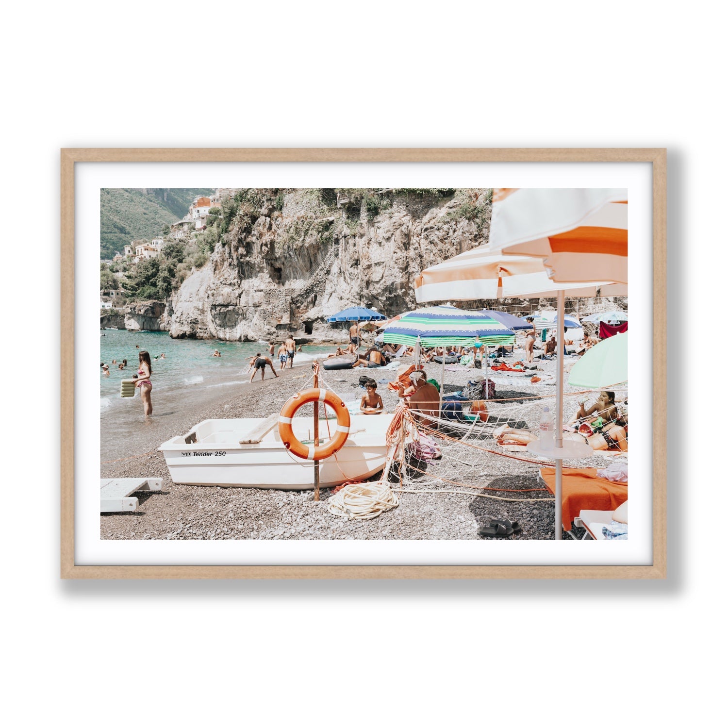 Bellezza By The Bay fine art print, Positano, Italy, Gallery, Natural Oak Frame · Matboard, Fine Art Print