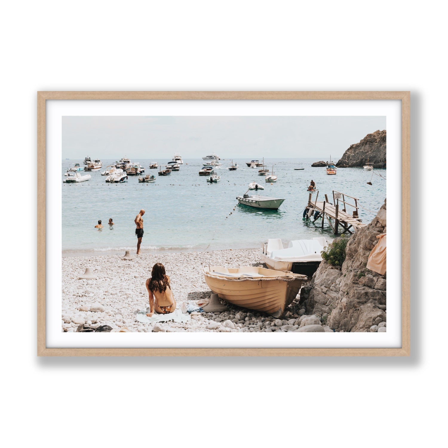 L'Osservatore Nerano wall art Gallery fine art print in natural oak frame with matboard