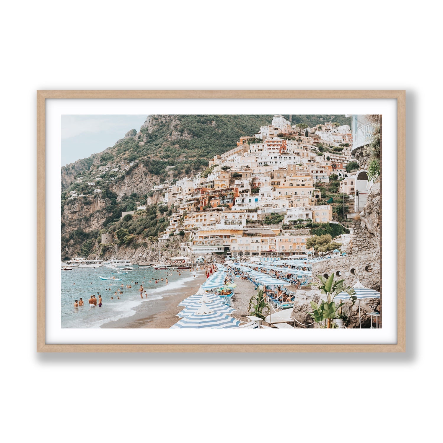 Villagio Sul Mare fine art print, Positano, Italy, Gallery, Natural Oak Frame · Matboard, Fine Art Print