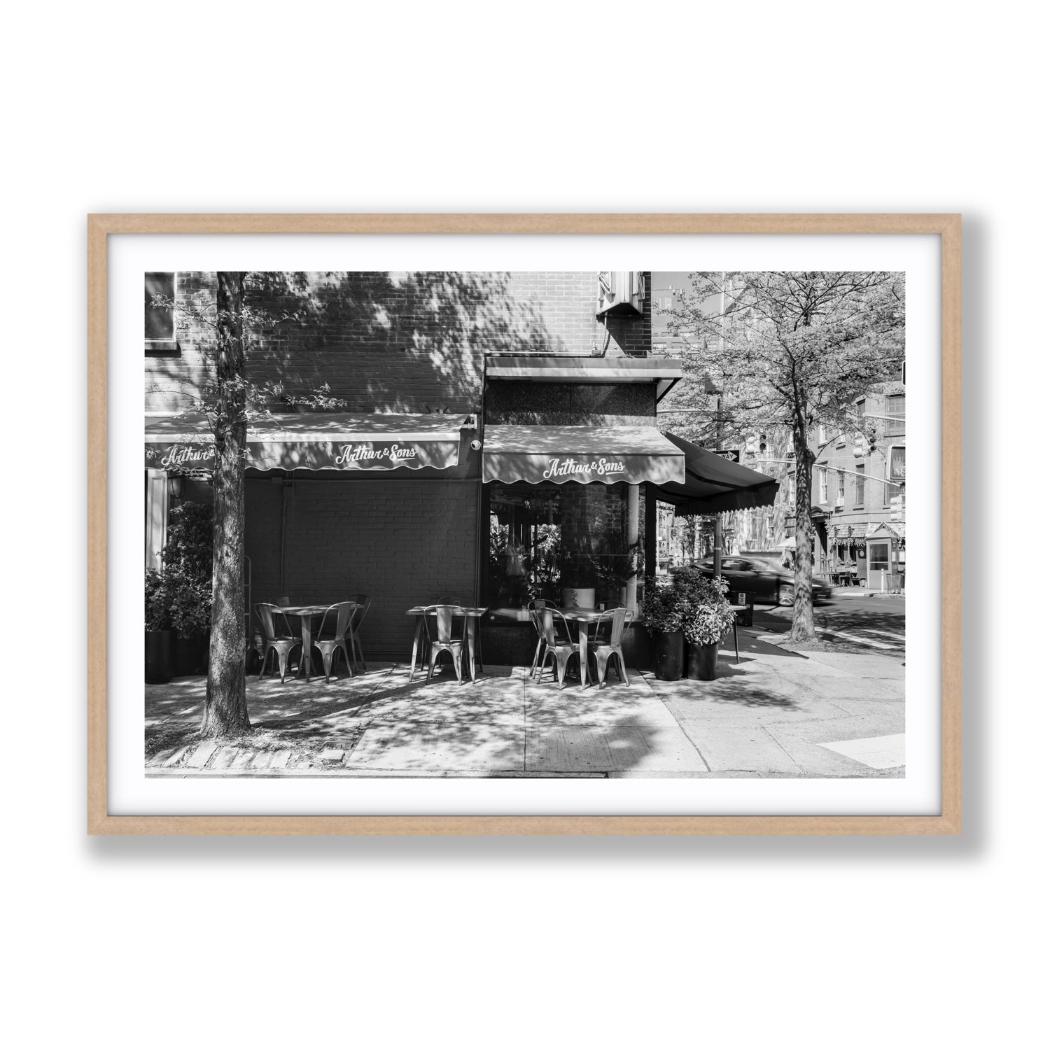 Arthur's Corner New York NYC Restaurant wall art Gallery fine art print in natural oak frame with matboard