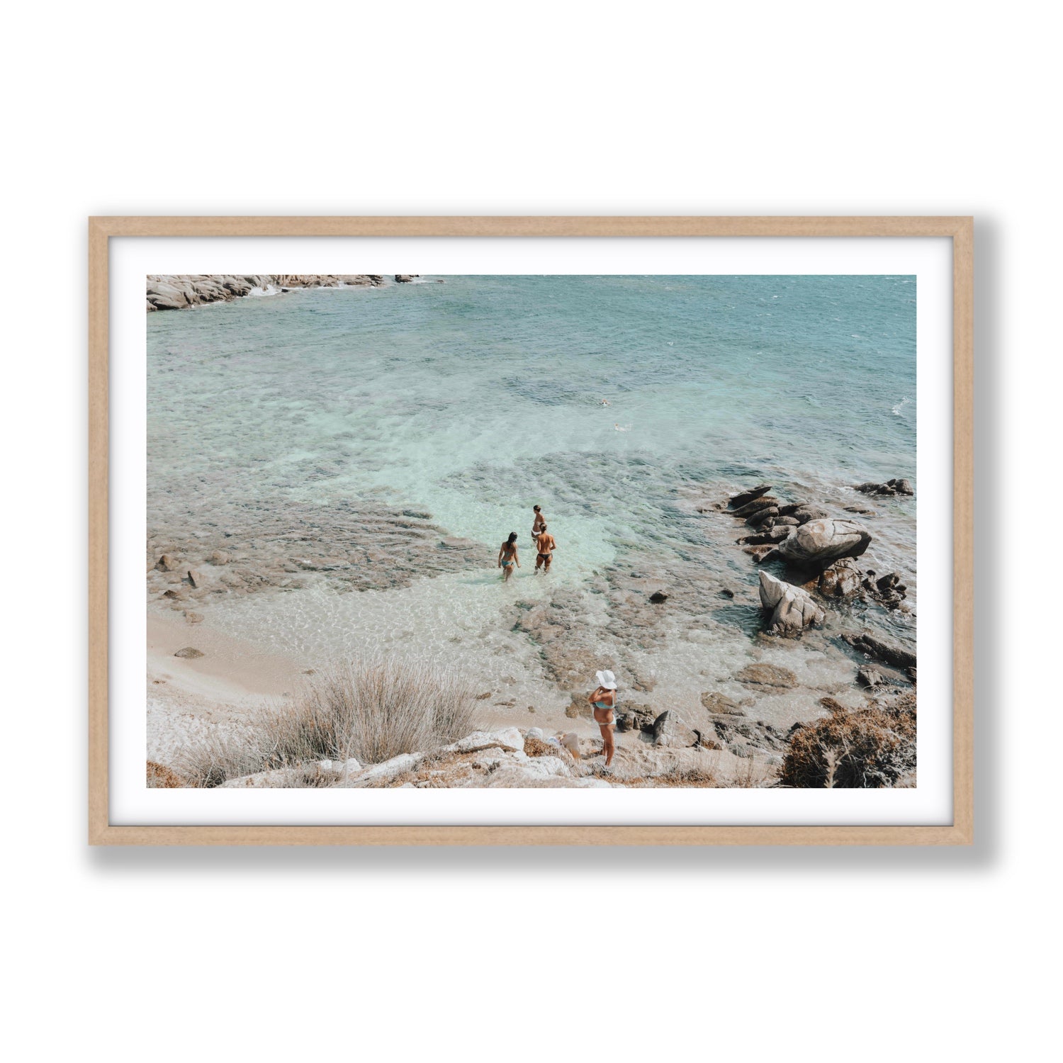 Easy On The Eyes Mykonos Greek island wall art Gallery fine art print in natural oak frame with matboard