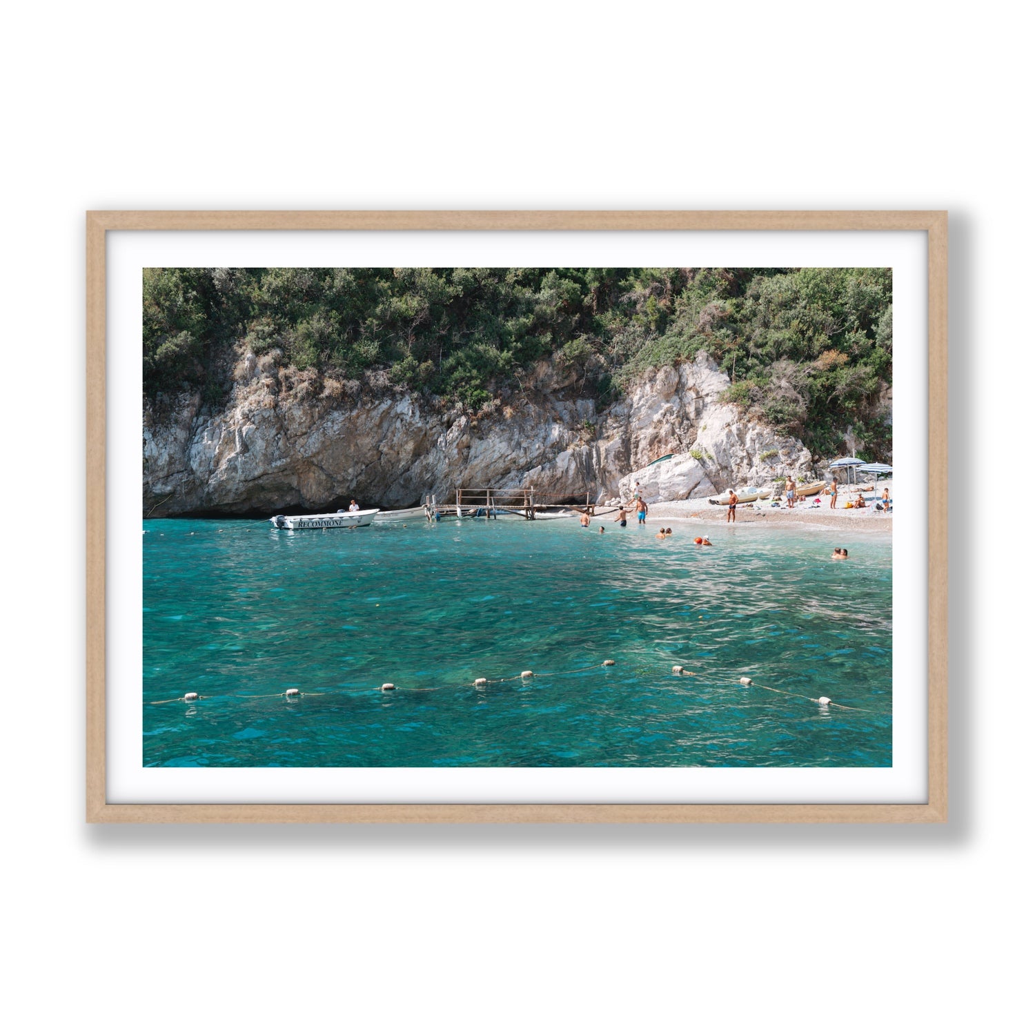 Azure Abyss Nerano wall art Gallery fine art print in natural oak frame with matboard