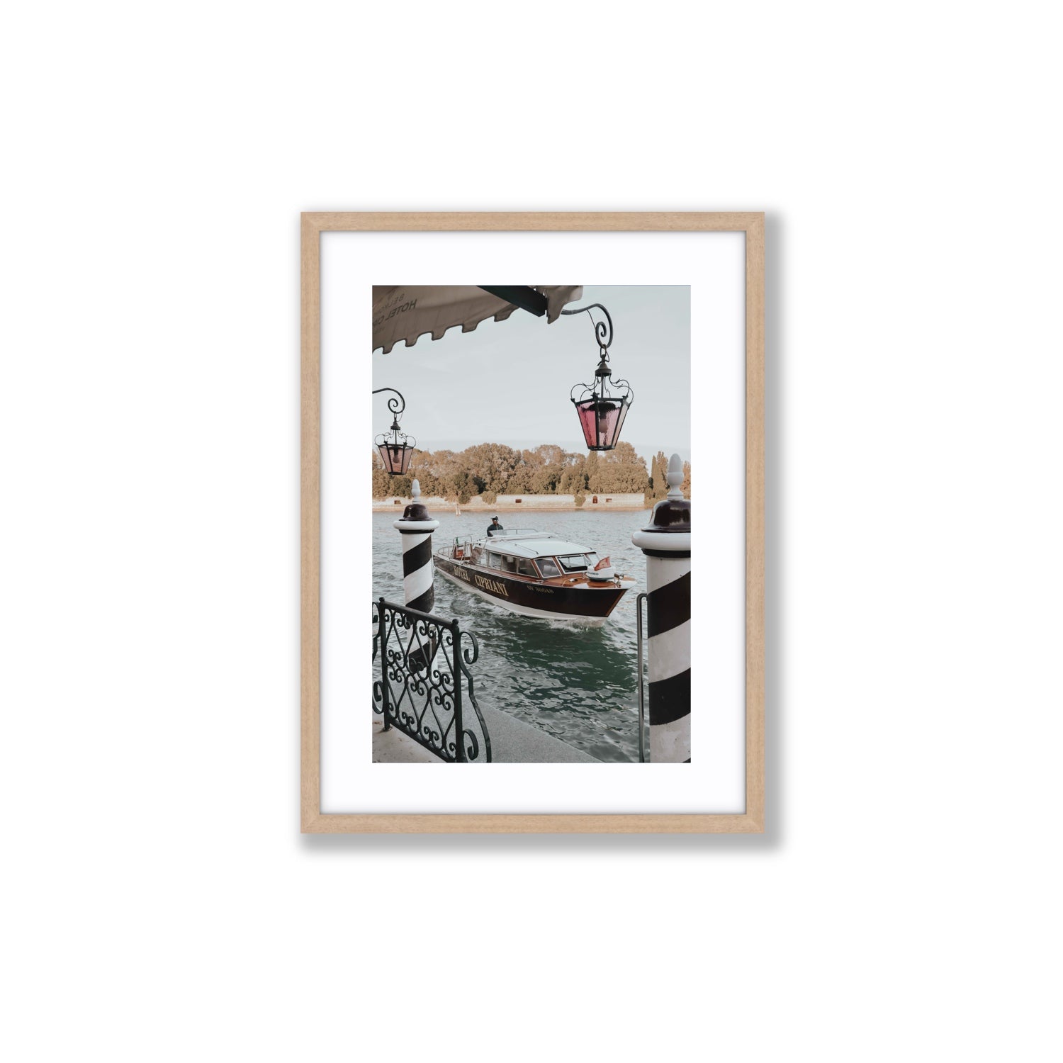 Taxi Shuttle Venice wall art Medium fine art print in natural oak frame with matboard