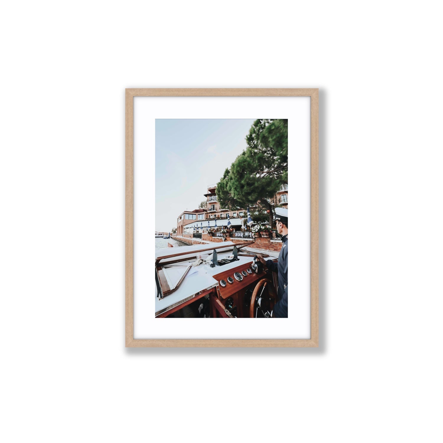 The Driver Venice Canal Italian wall art Medium fine art print in natural oak frame with matboard