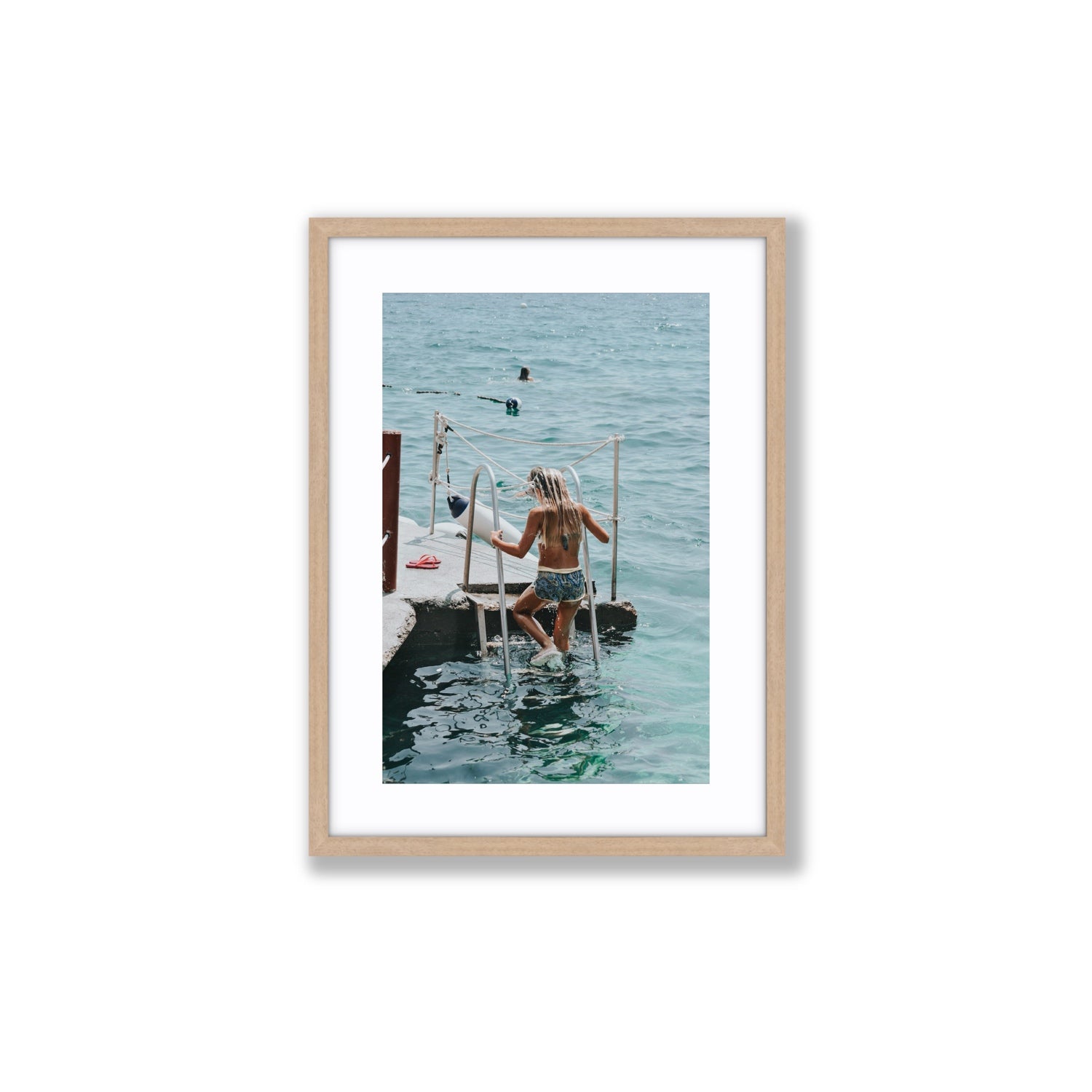 Little Mermaid Capri Mediterranean wall art Medium fine art print in natural oak frame with matboard
