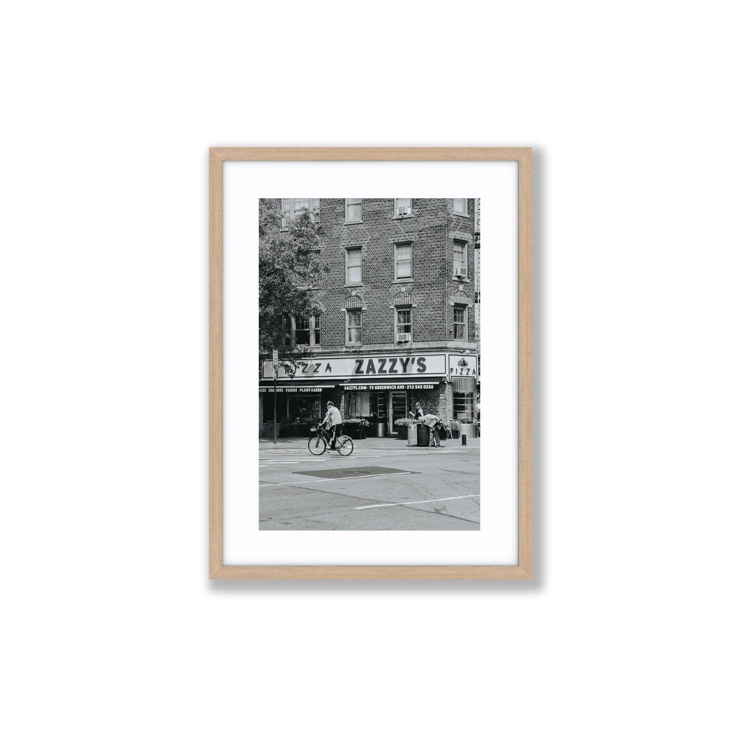Zazzy's New York NYC Black & White wall art Medium fine art print in natural oak frame with matboard