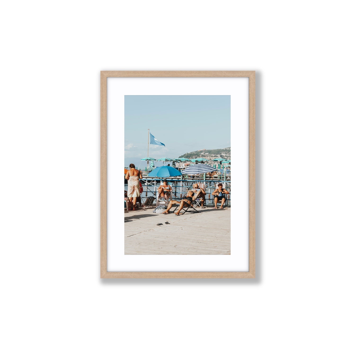 The Golden Years Sorrento Italian wall art Medium fine art print in natural oak frame with matboard
