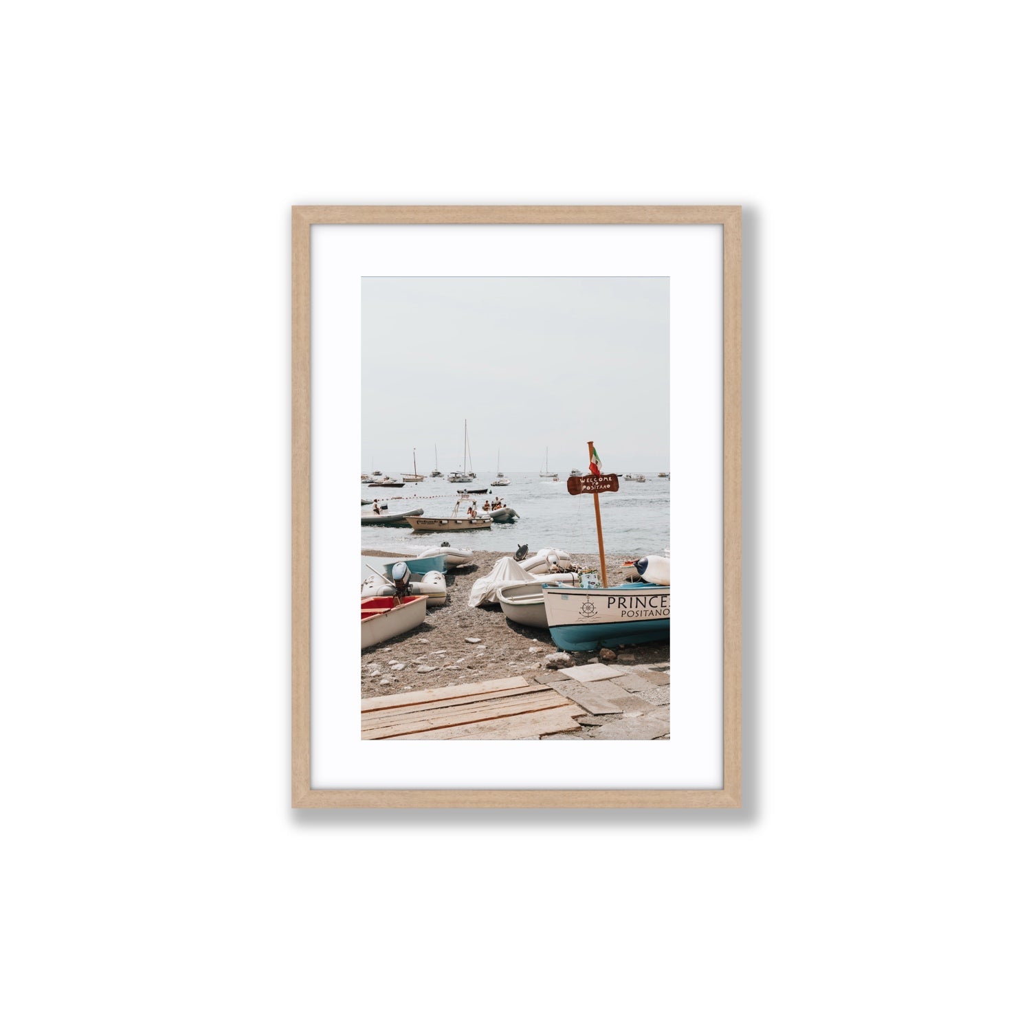 Coming Home fine art print, Positano, Italy, Medium, Natural Oak Frame · Matboard, Fine Art Print