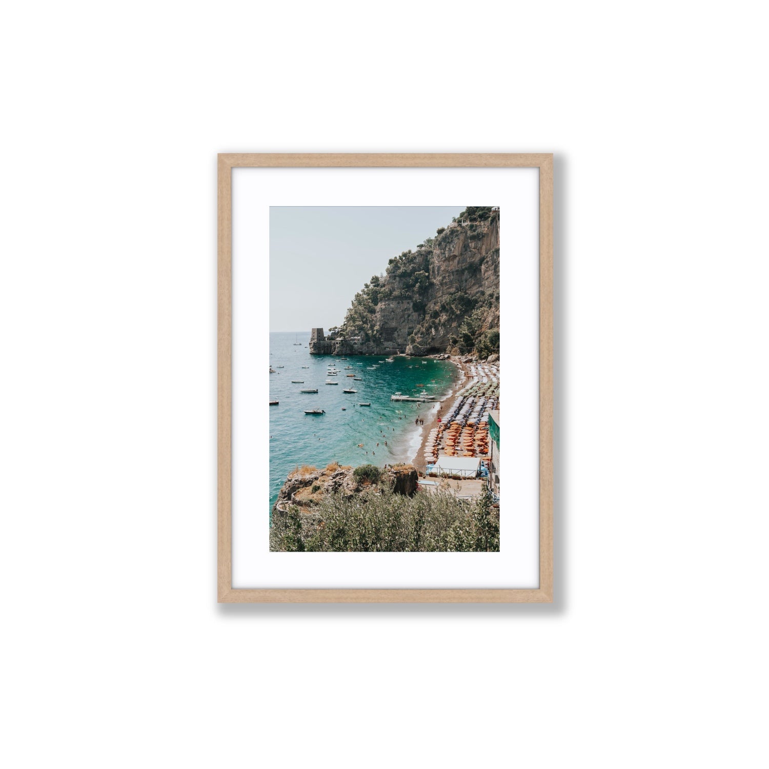 Baia dei Sogni fine art print, Positano, Italy, Medium, Natural Oak Frame · Matboard, Fine Art Print