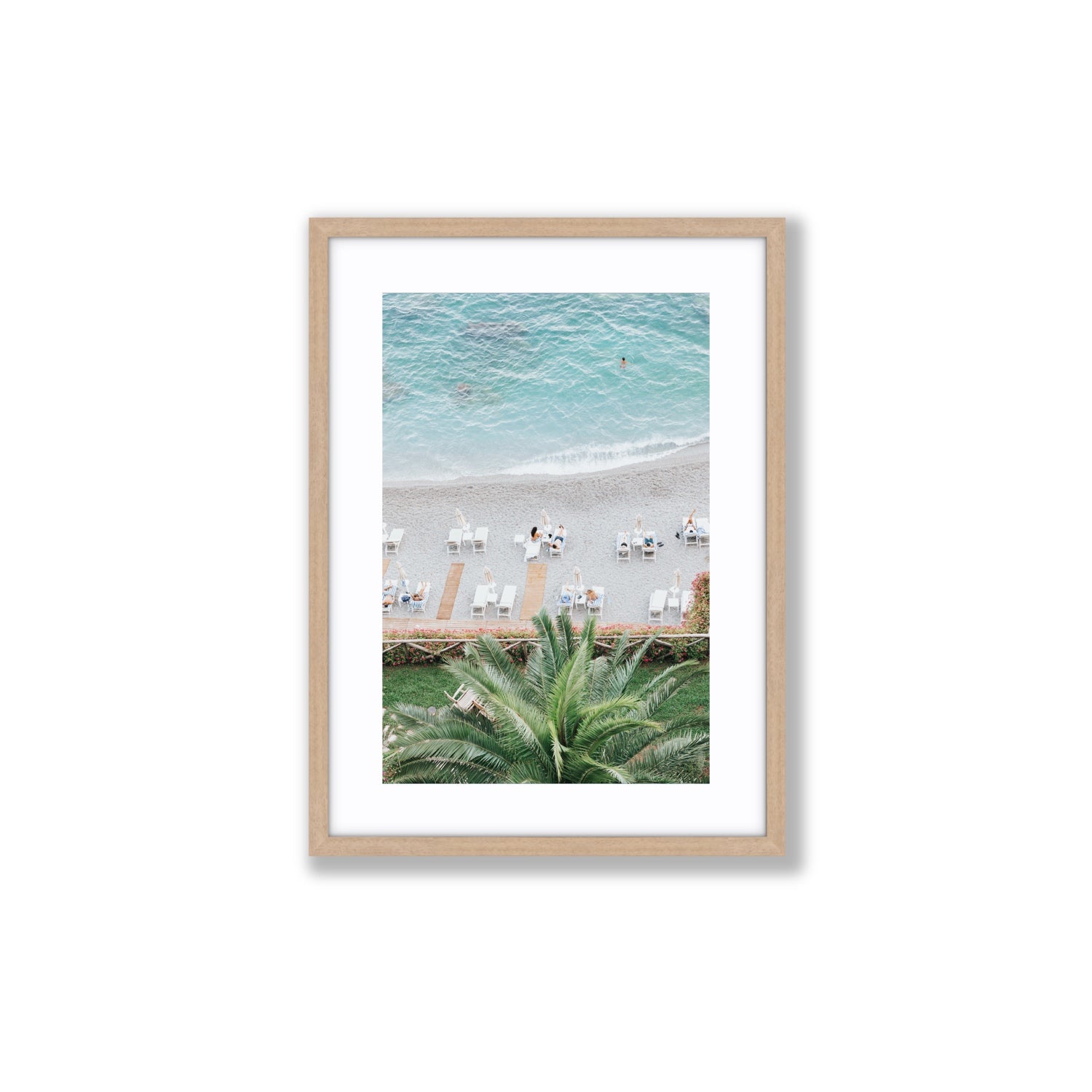 Paradiso Amalfi Mediterranean wall art Medium fine art print in natural oak frame with matboard