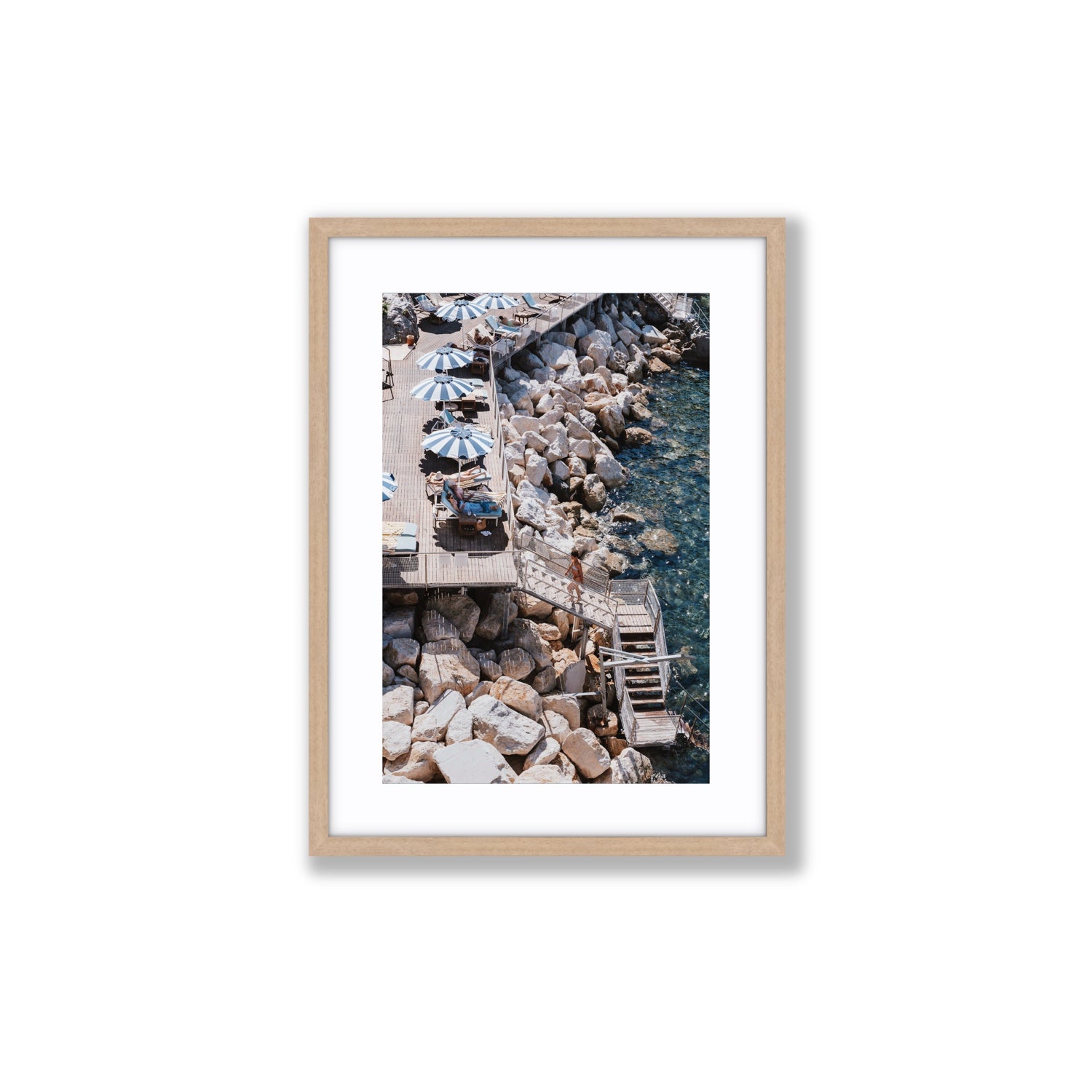 Life On The Shore fine art print, Ischia, Italy, Medium, Natural Oak Frame · Matboard, Fine Art Print