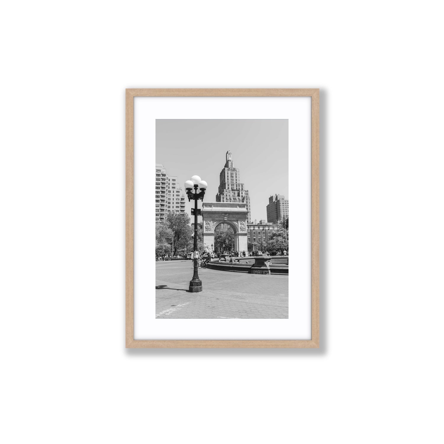 Pole Position New York NYC Black & White wall art Medium fine art print in natural oak frame with matboard