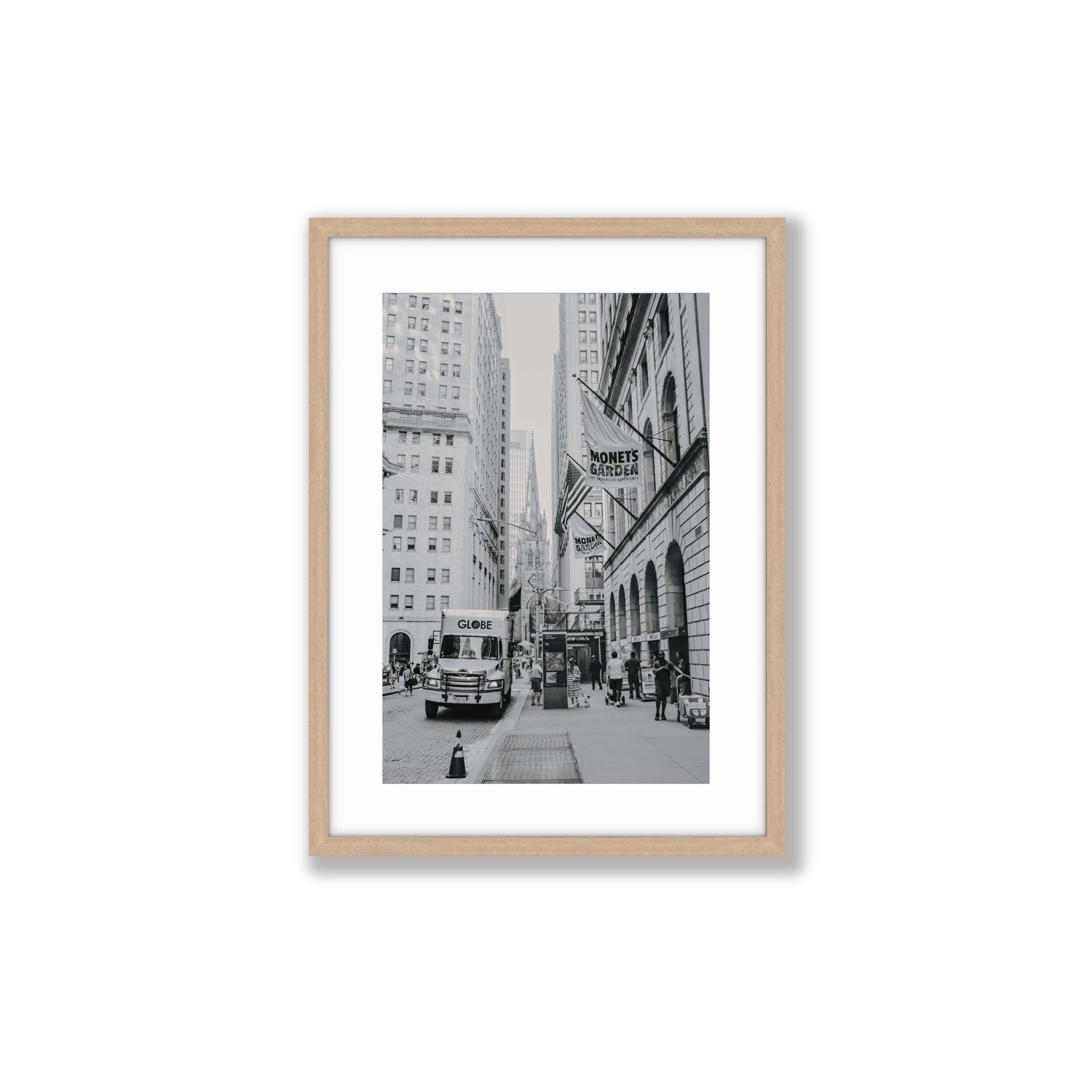 Metropolitan Monotone New York NYC Black & White wall art Medium fine art print in natural oak frame with matboard