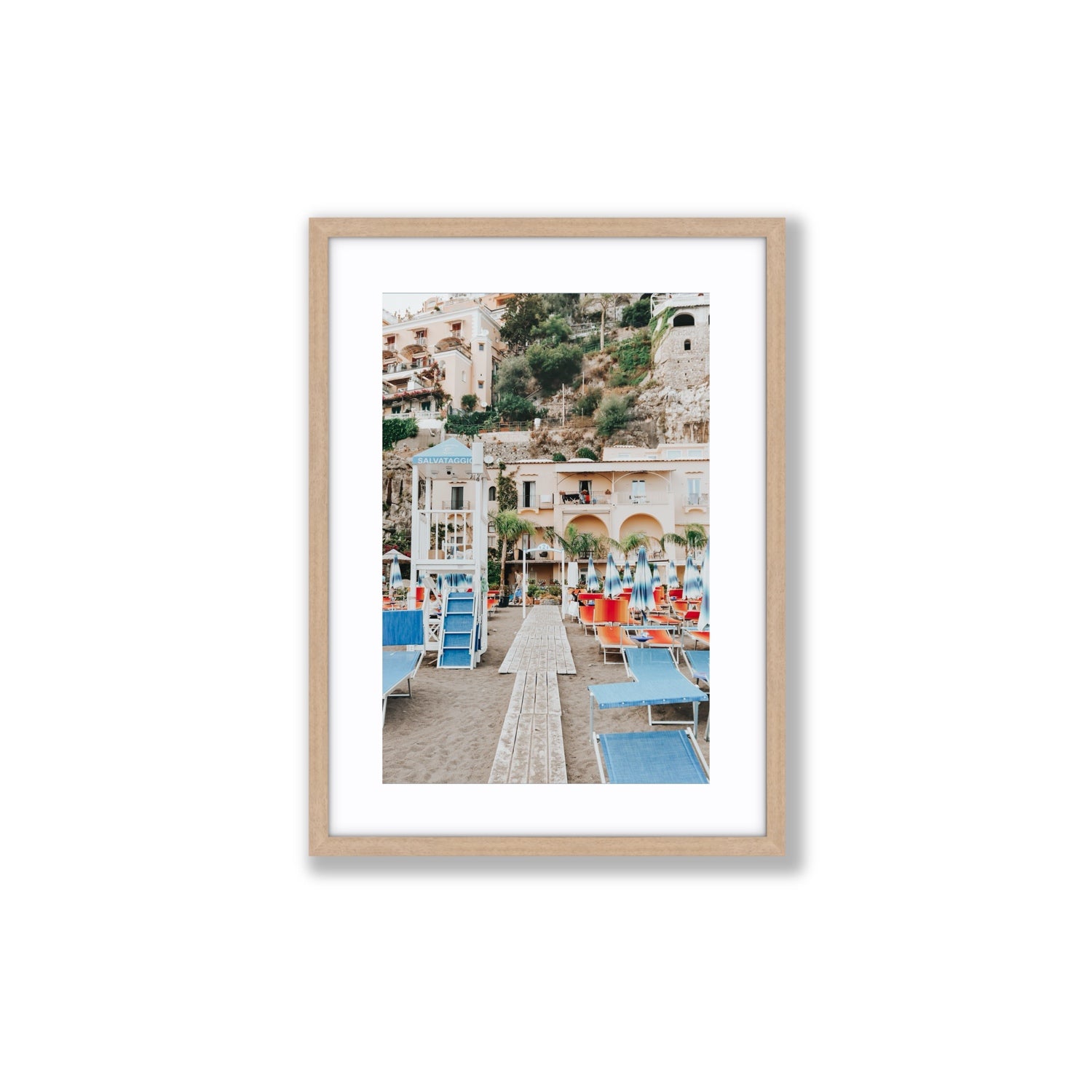 Torre Di Salvataggio fine art print, Positano, Italy, Medium, Natural Oak Frame · Matboard, Fine Art Print