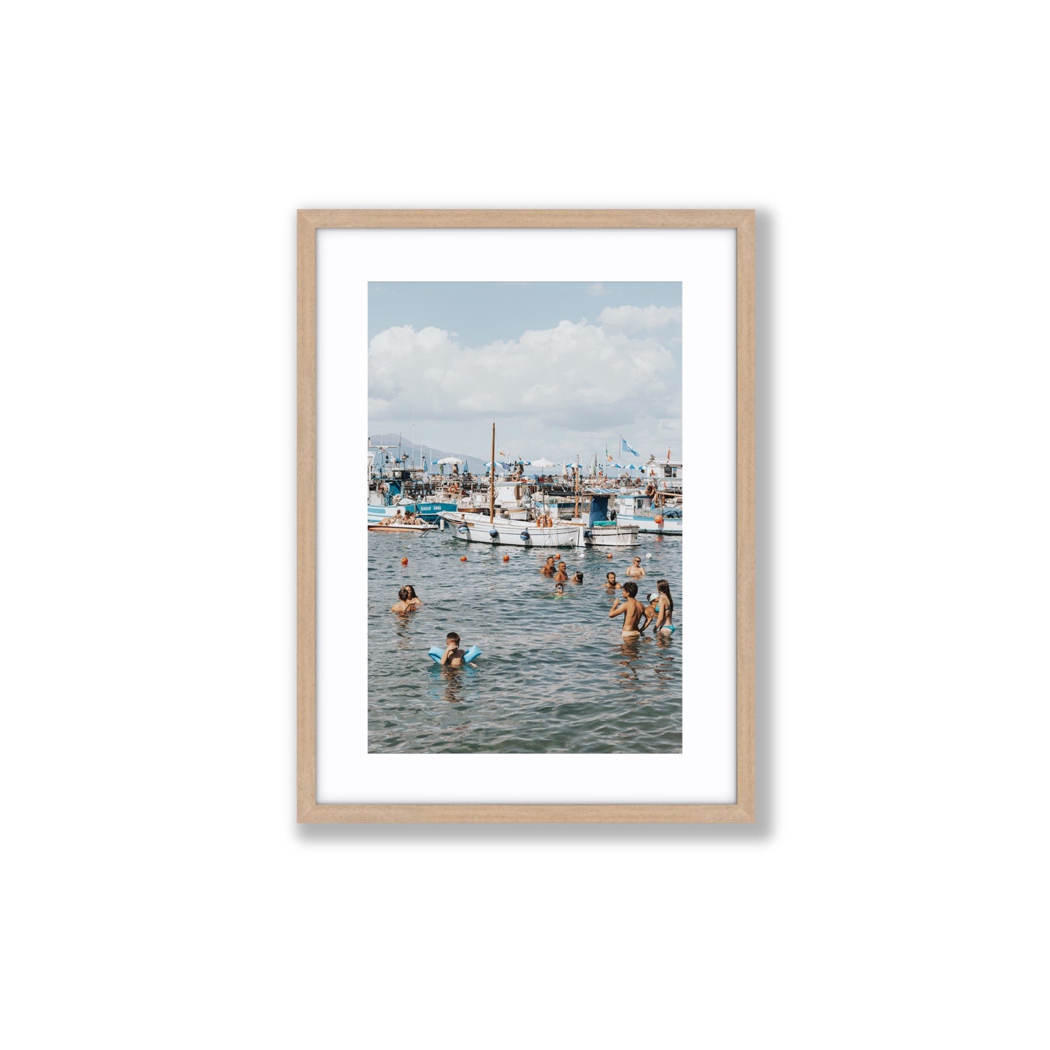 Vacanze Italiane Sorrento Italian coastal wall art Medium fine art print in natural oak frame with matboard