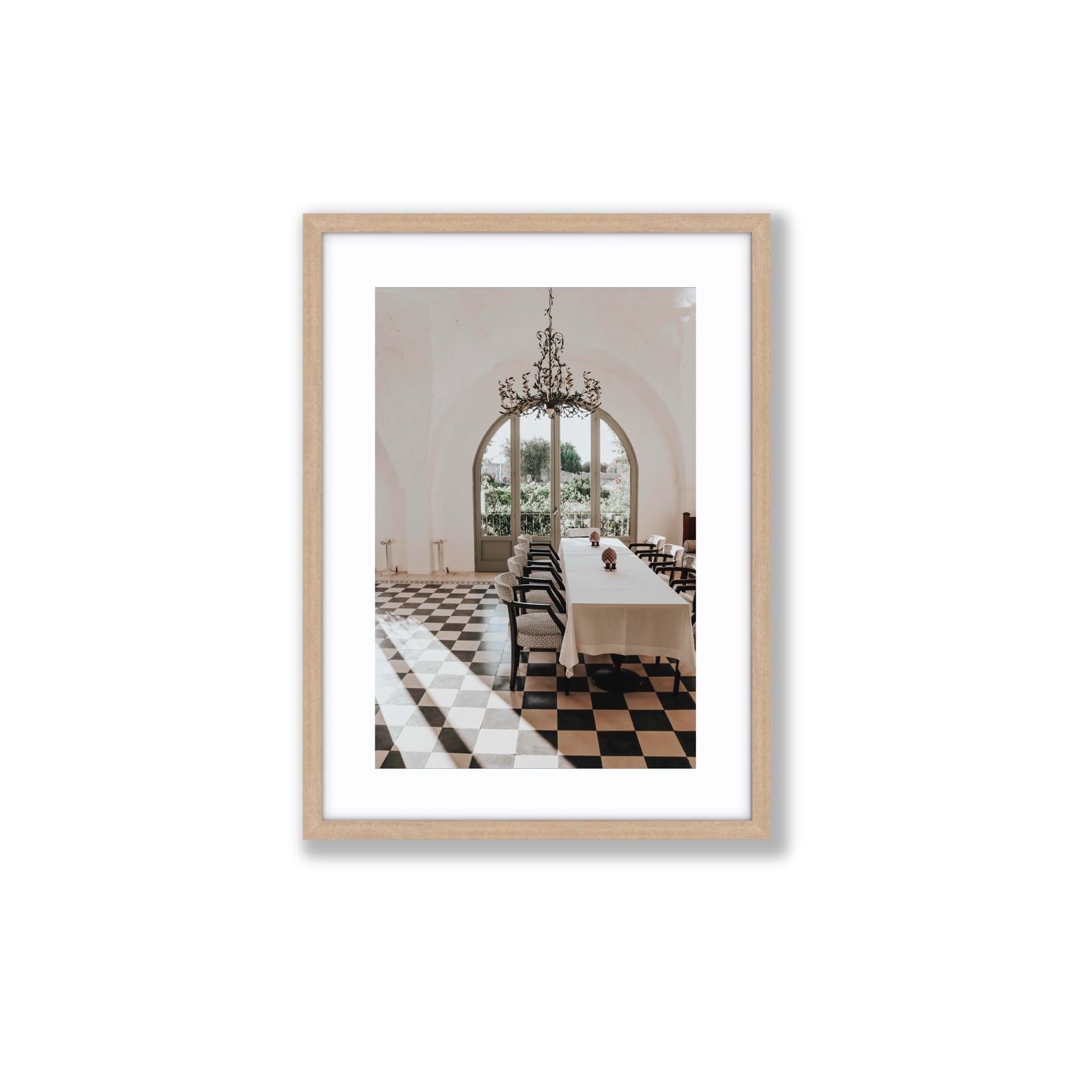Sunbeam Feast Puglia Wall Italian fine art print Medium fine art print in natural oak frame with matboard