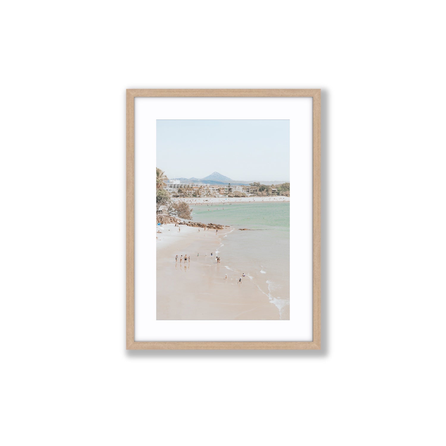 Little Cove Shallows fine art print, Noosa, Australia, coastal scenes artwork, Medium, Natural Oak Frame · Matboard, Fine Art Print