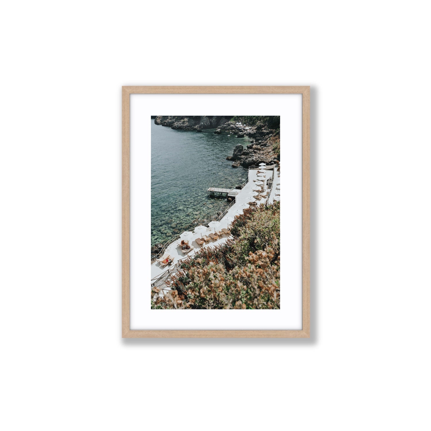Go Beyond The Postcard Tuscany coastal wall art Medium fine art print in natural oak frame with matboard