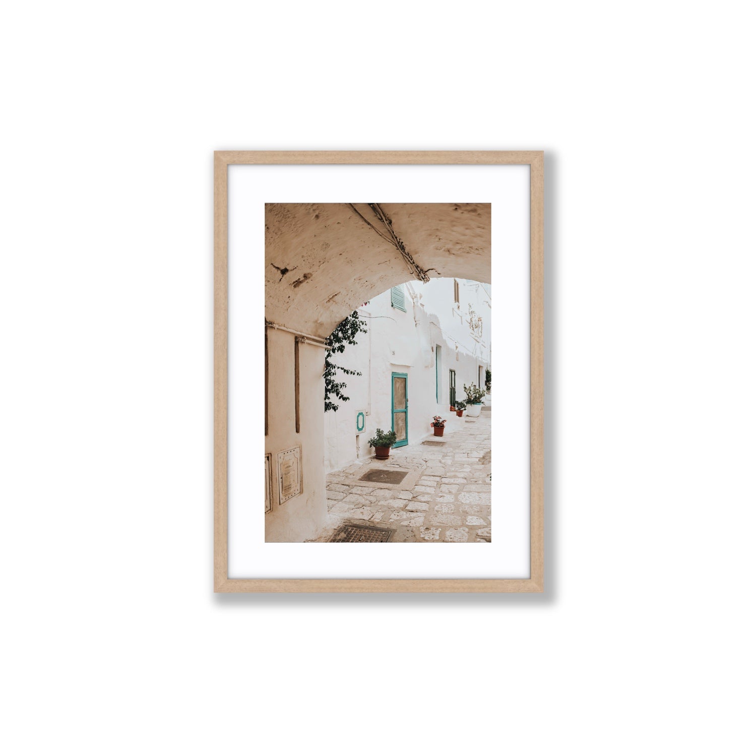 La Citta Bianca Puglia La Città Bianca wall art Medium fine art print in natural oak frame with matboard