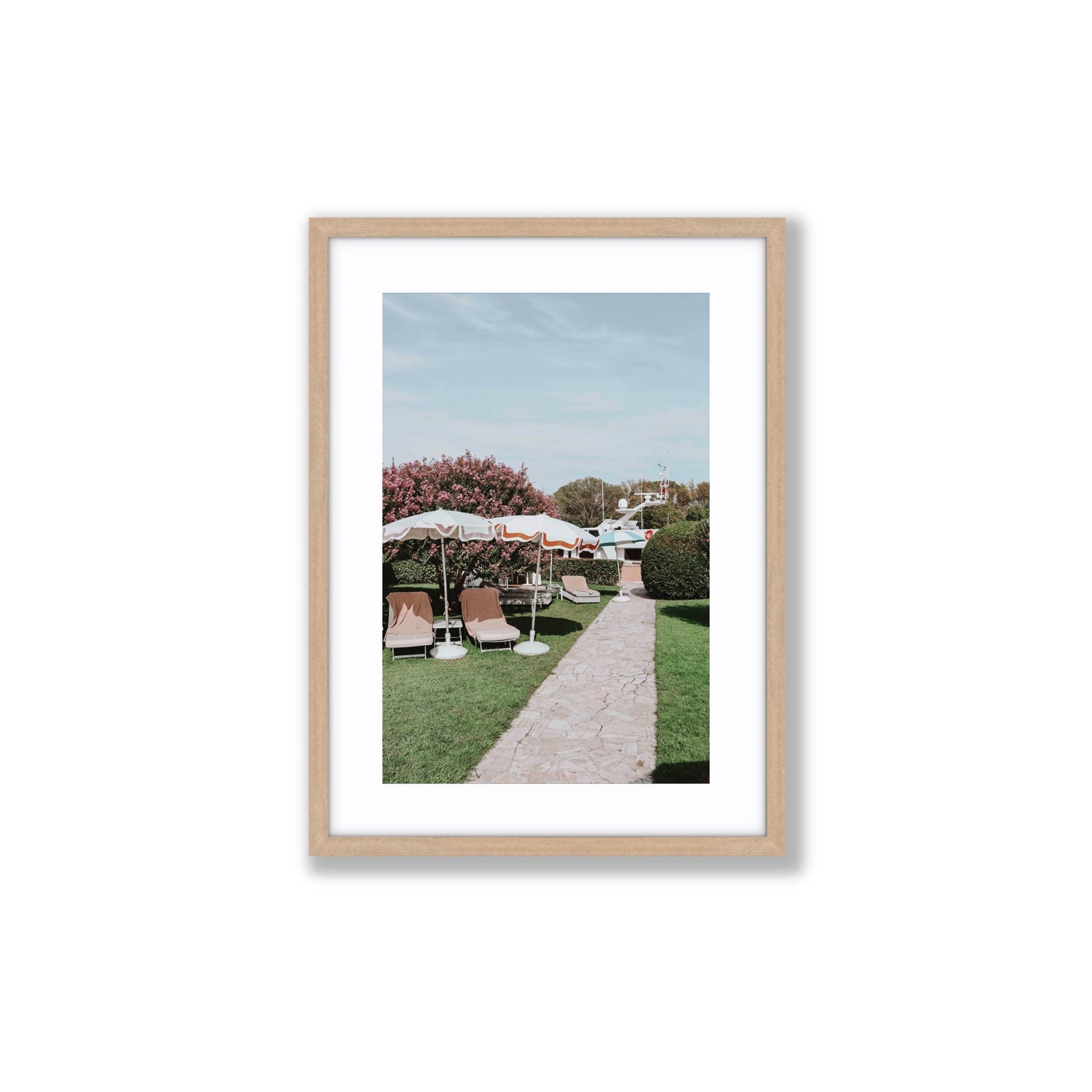 A Bellini Awaits Venice Italian wall art Medium fine art print in natural oak frame with matboard