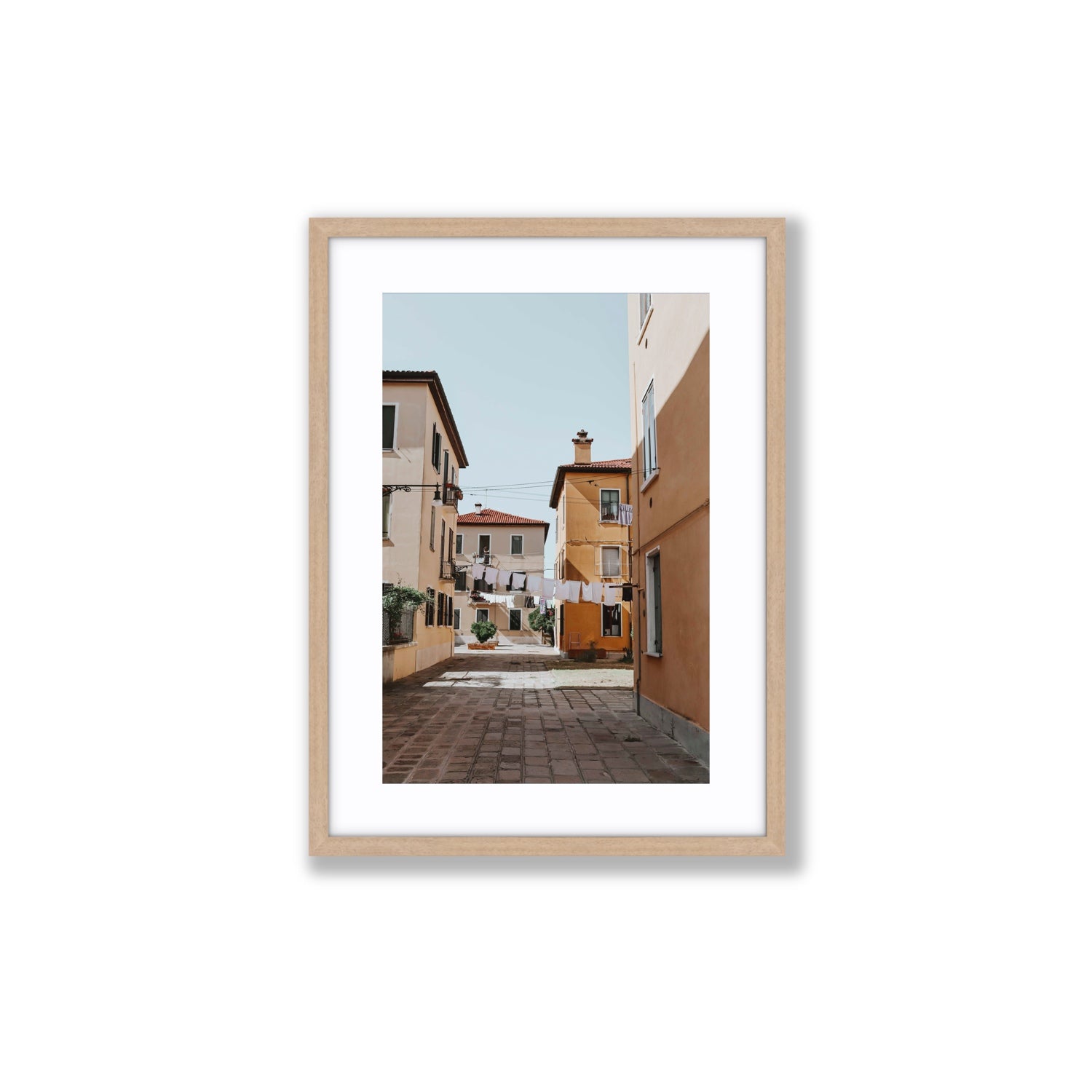 Terraferma Venice Italian wall art Medium fine art print in natural oak frame with matboard