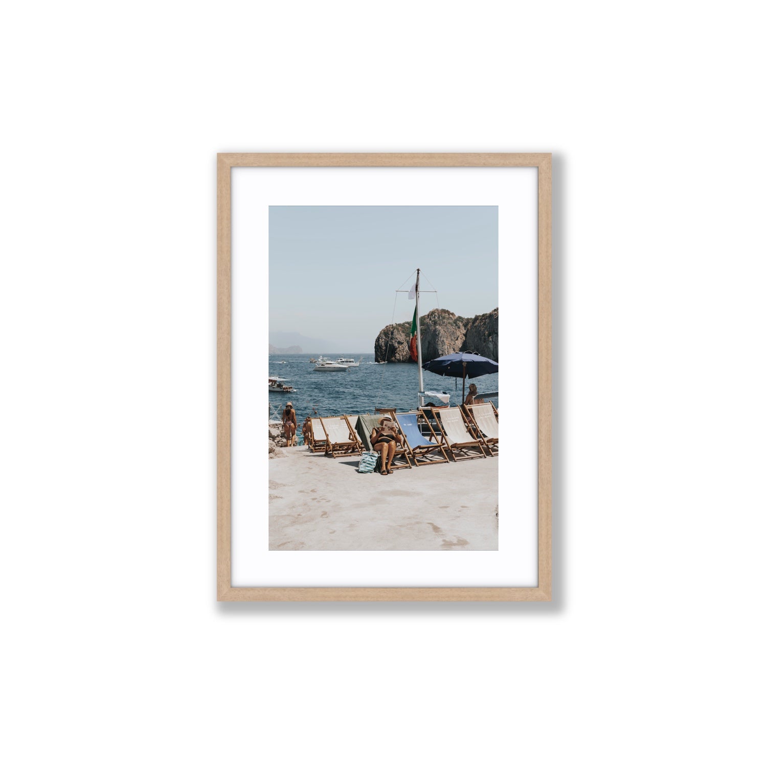 Vintage Sun Goddess fine art print, Capri, Italy, Medium, Natural Oak Frame · Matboard, Fine Art Print