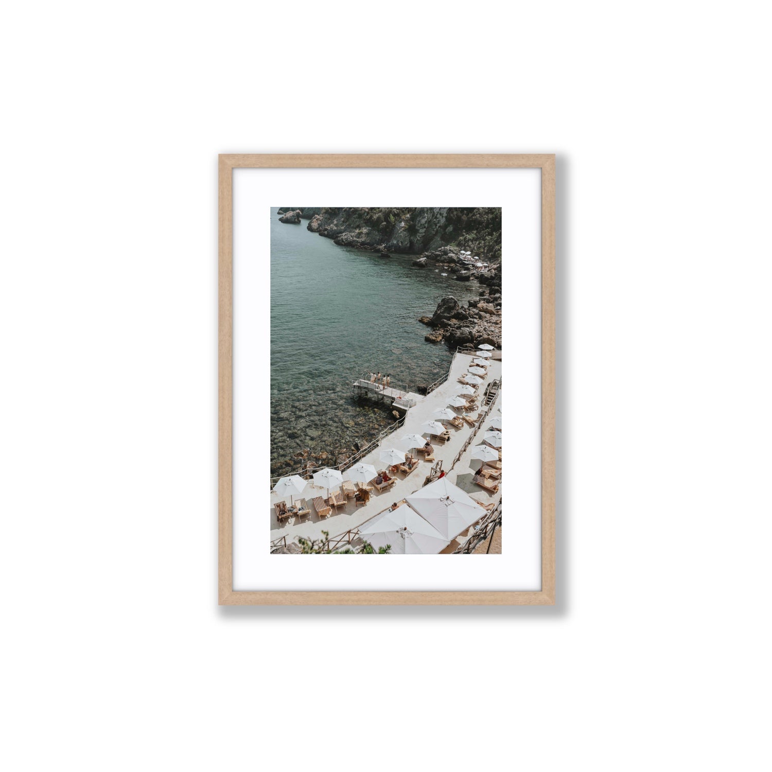 Pier Perspectives Tuscany coastal Italian wall art Medium fine art print in natural oak frame with matboard